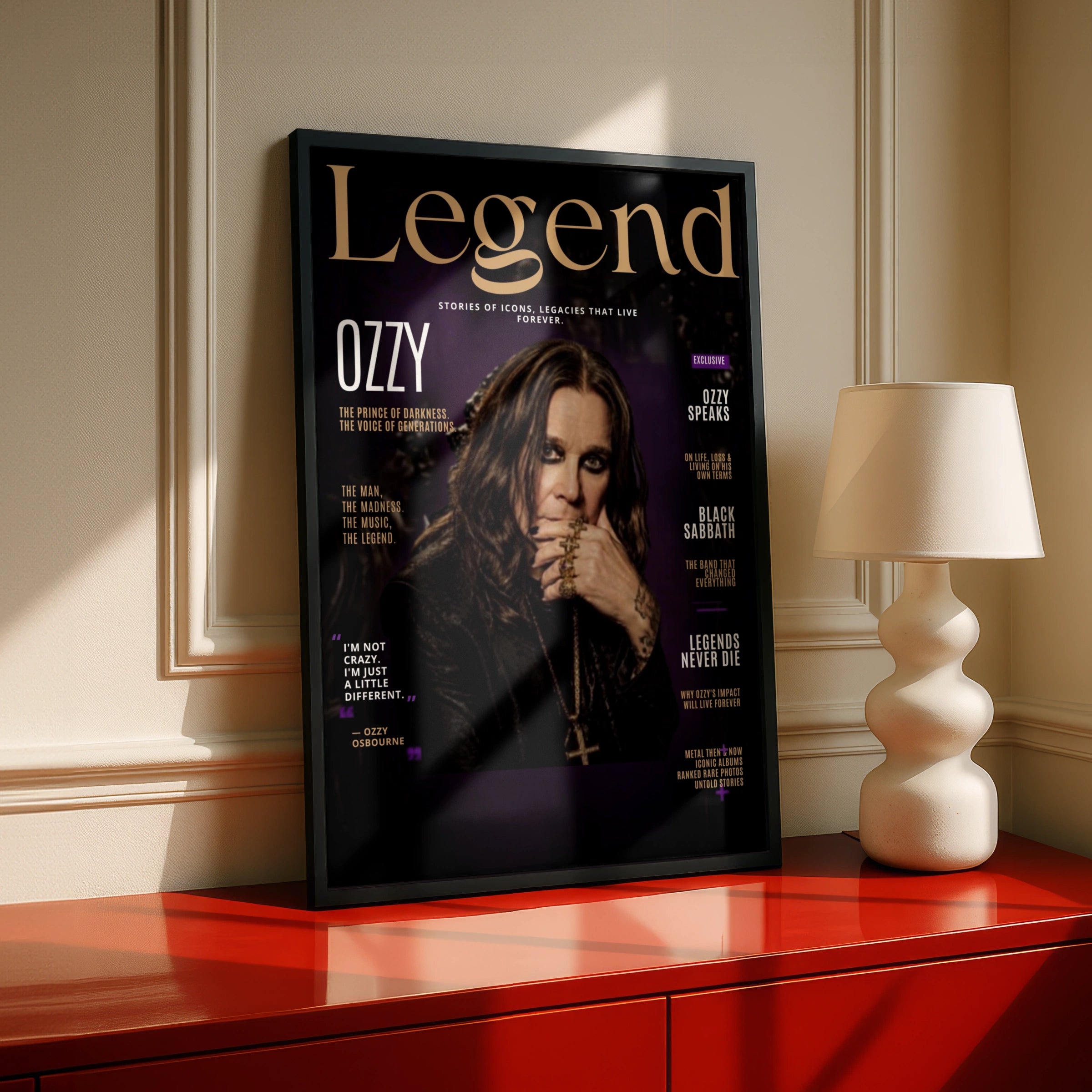 Ozzy Osbourne Legend Magazine Style Poster, Black Sabbath Rock Music Wall Art