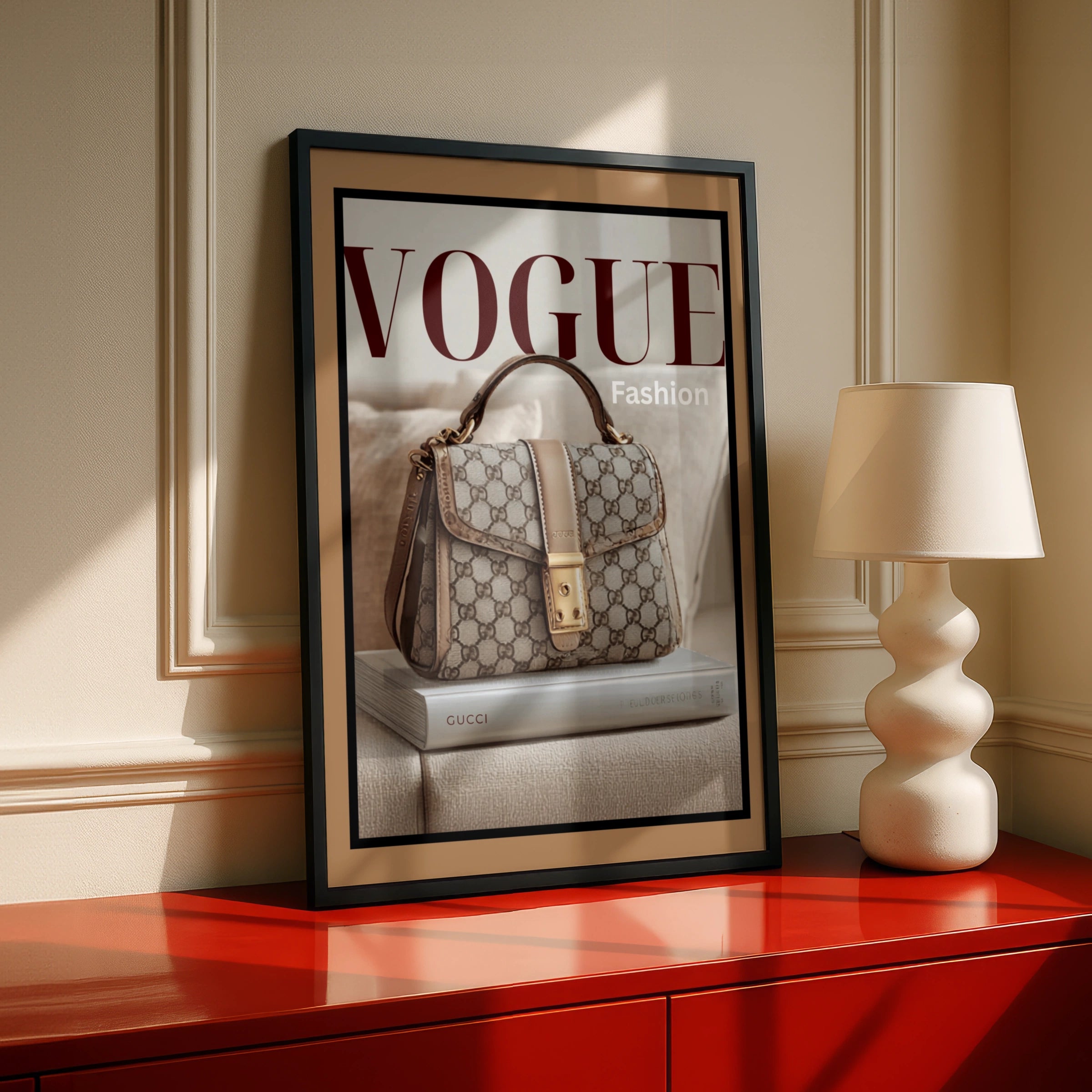 Vogue Fashion Poster, Luxury Handbag Wall Art, Designer Bag Print, Chic Neutral Decor