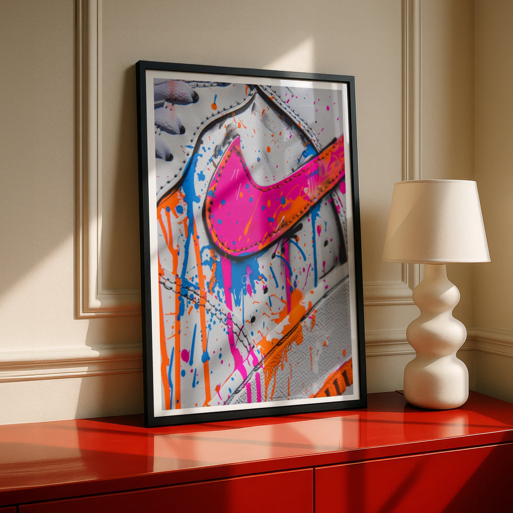 Sneaker Paint Splatter Poster, Urban Streetwear Wall Art, Colourful Trainer Print