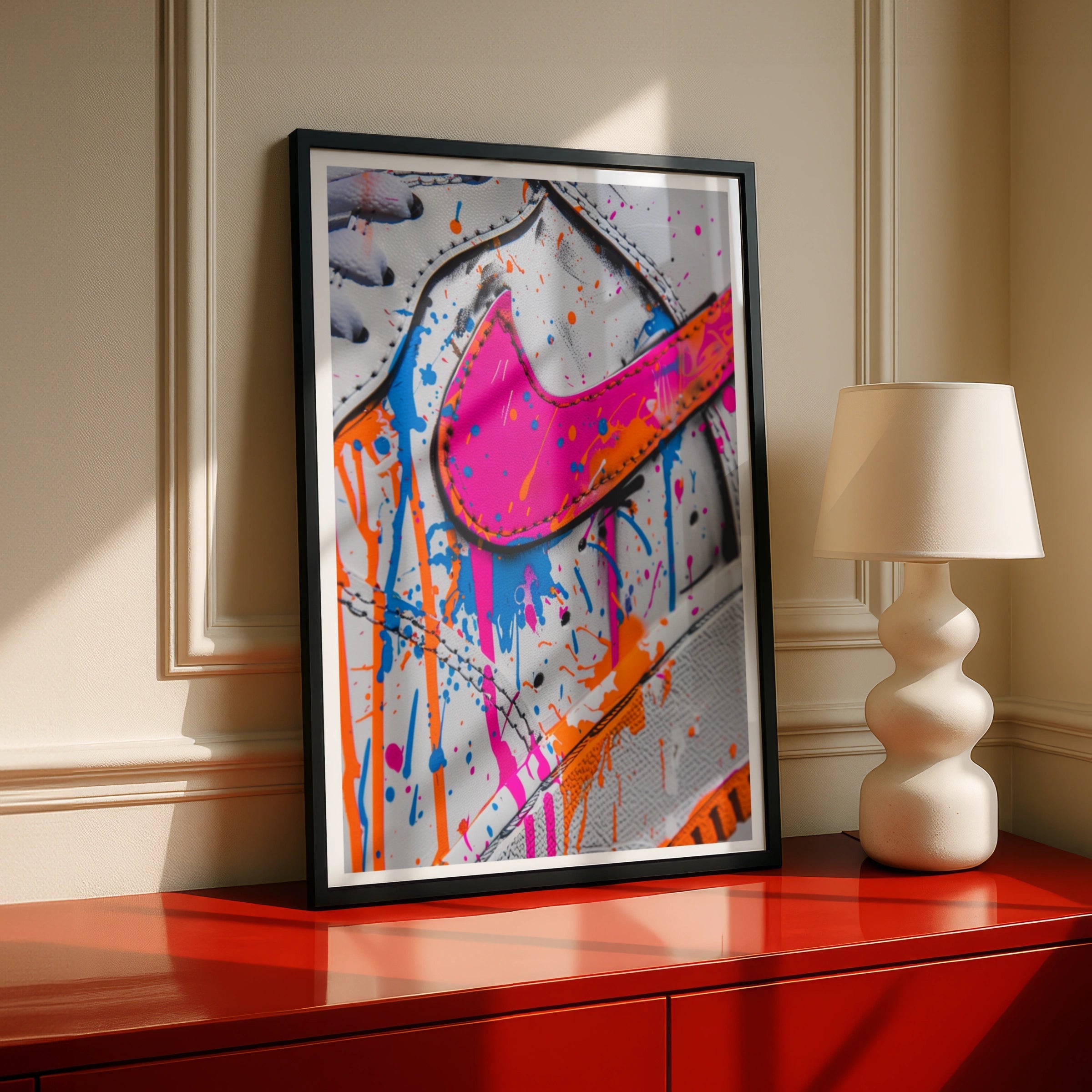 Sneaker Paint Splatter Poster, Urban Streetwear Wall Art, Colourful Trainer Print