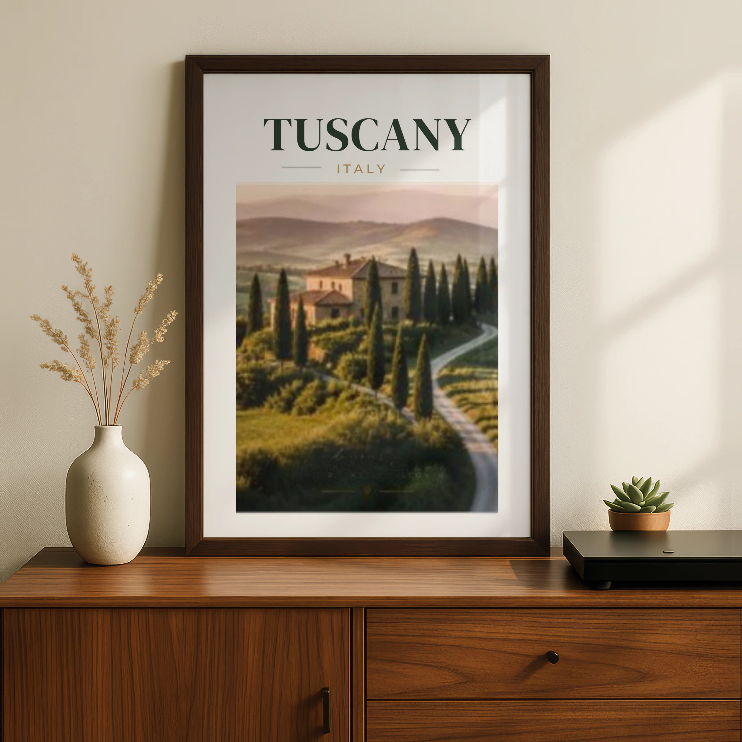 Travel Print | Tuscany Italy Poster, Italian Countryside Wall Art, Cypress Trees Print