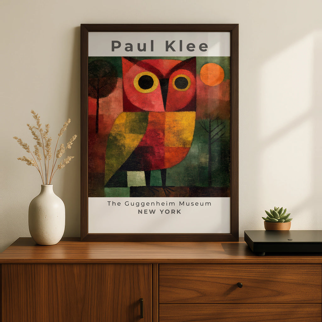Paul Klee Owl Poster, Guggenheim Museum Print, Expressionist Bird Wall Art