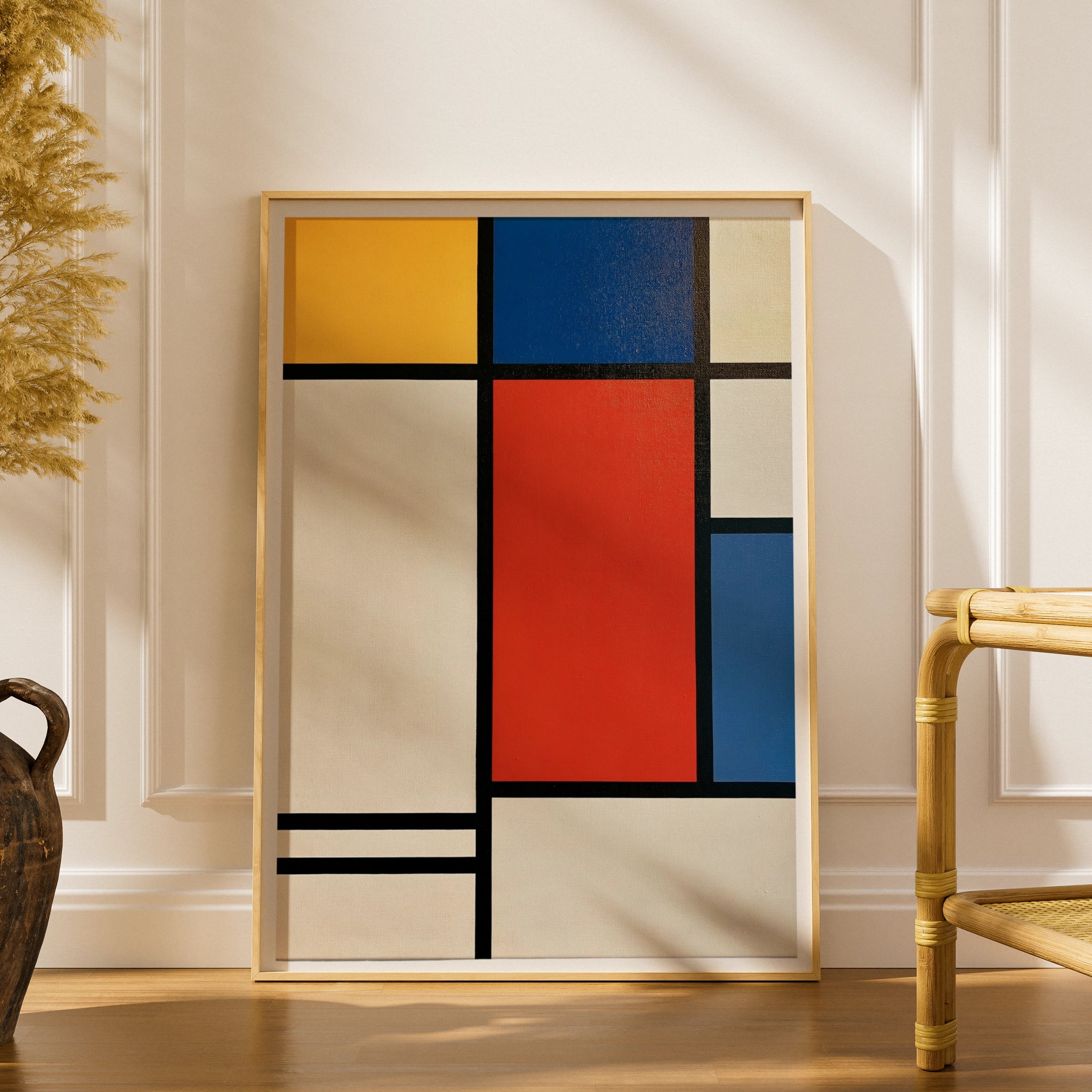 Mondrian Style Abstract Poster, Primary Colours Grid Wall Art, De Stijl Print