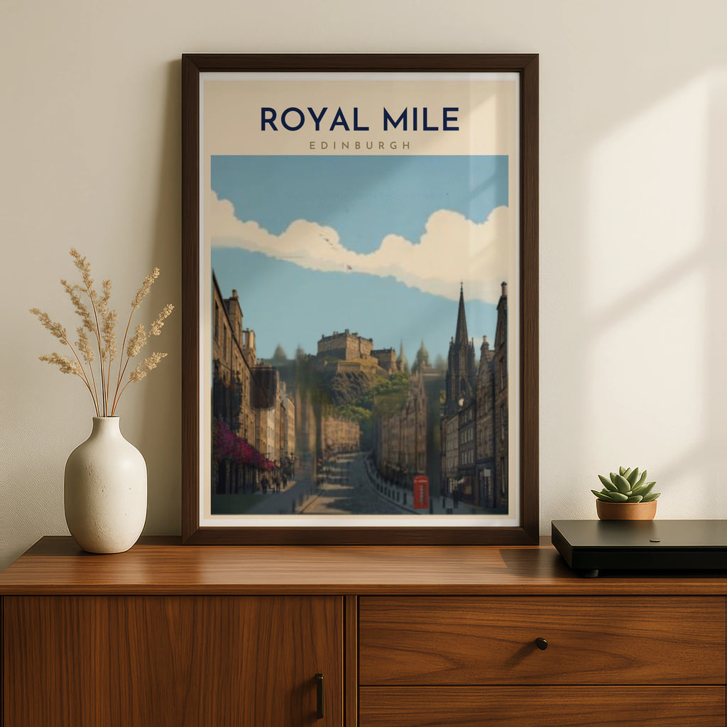 Travel Print | Royal Mile Edinburgh Poster, Scotland Print, Old Town Wall Art, Castle View