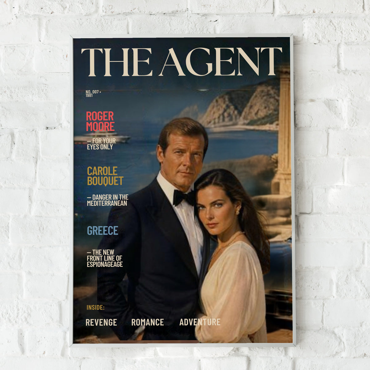 Secret Agent 007 Magazine Cover Art Print, Spy Retro Poster, 1980s Espionage Wall Art