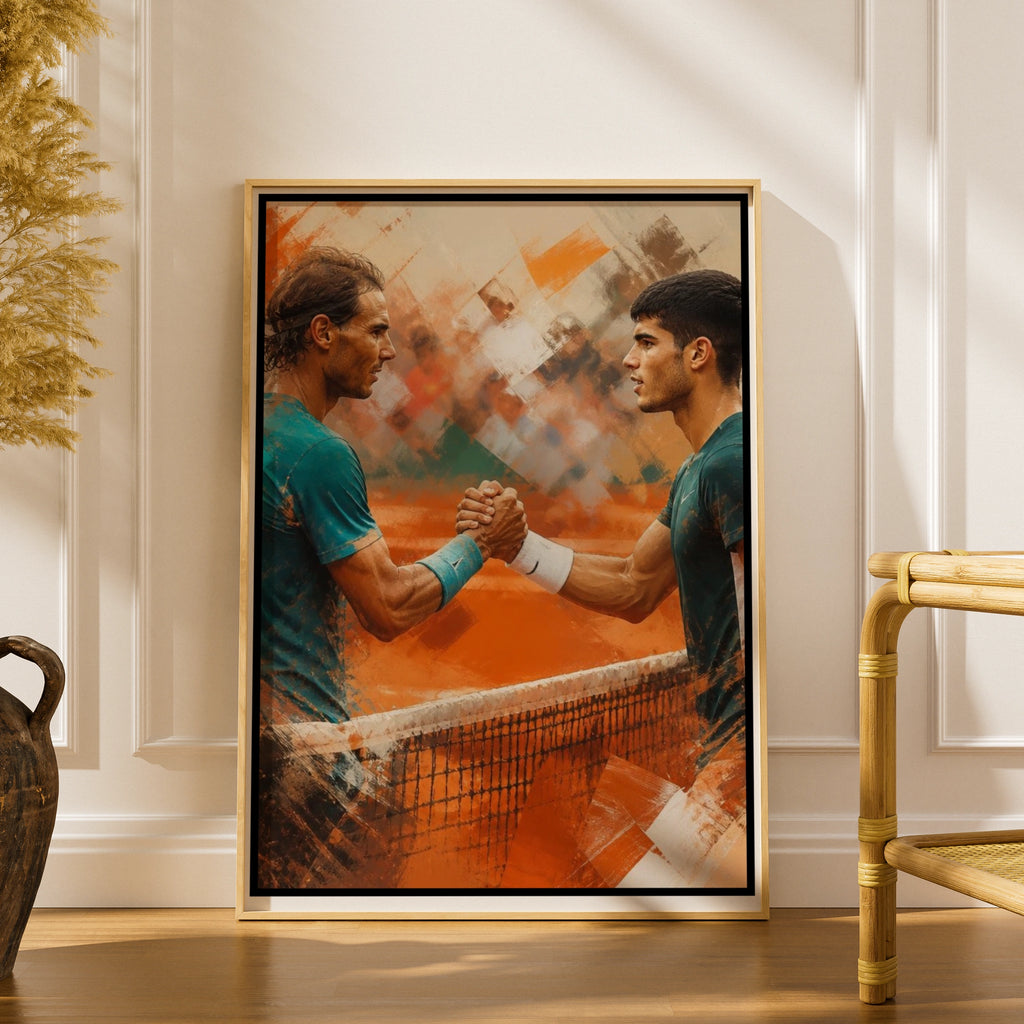 Tennis Spanish  Players  Poster, Clay Court Art Print, Sports Wall Decor Gift