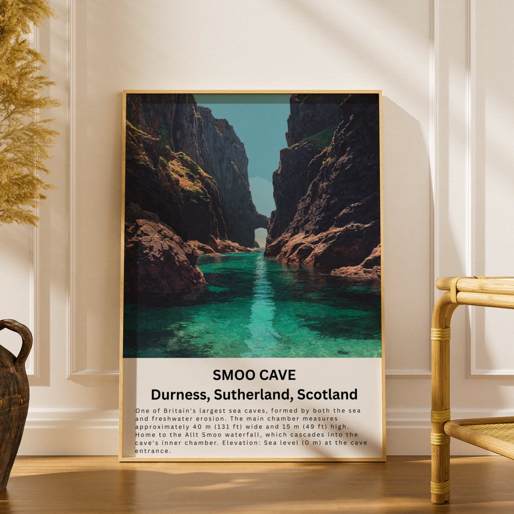 Smoo Cave Poster, Durness Scotland Wall Art, NC500 Scottish Highlands Print