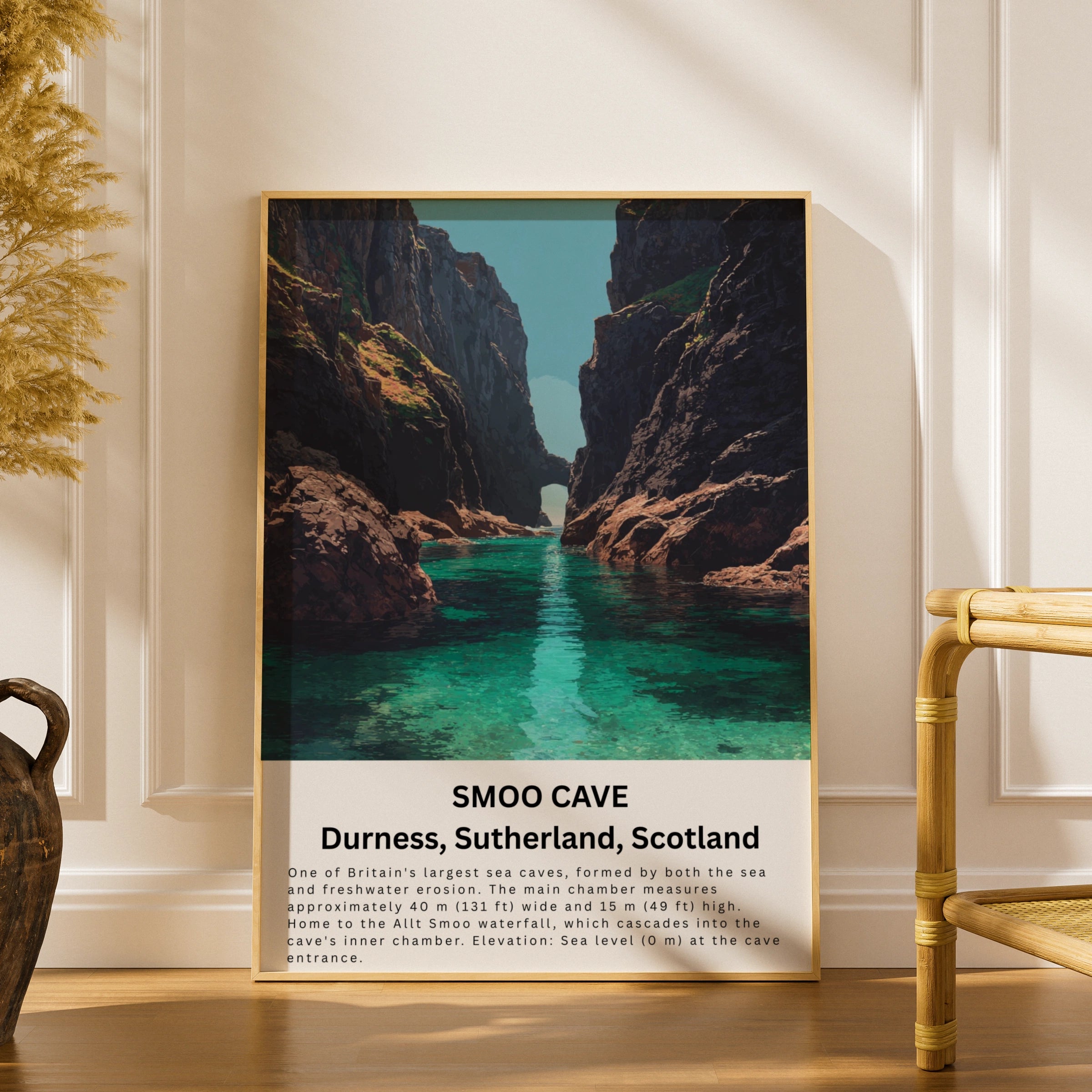Smoo Cave Poster, Durness Scotland Wall Art, NC500 Scottish Highlands Print