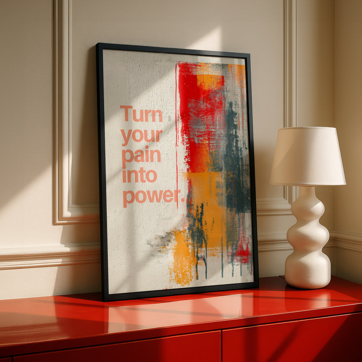 Turn Your Pain Into Power Quote Poster, Inner Fire Motivational Wall Art Print