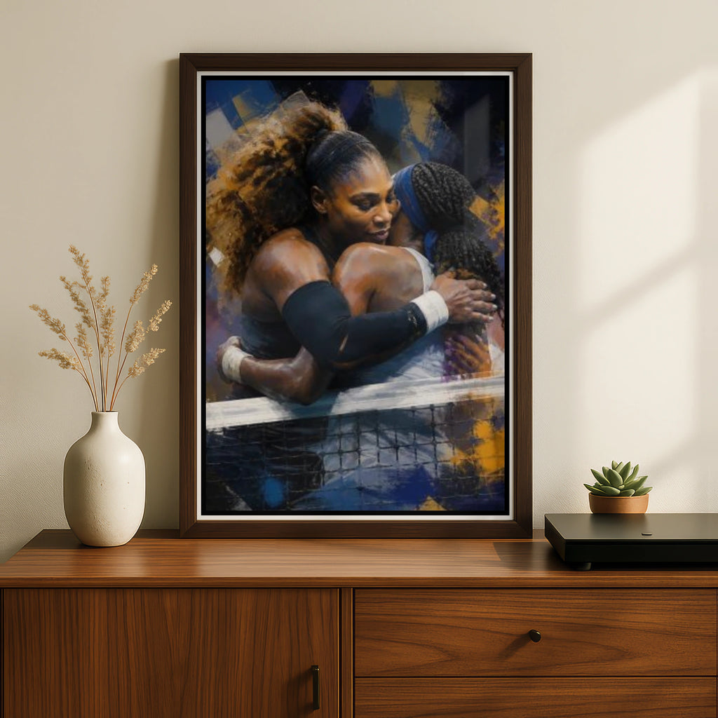 Tennis Wall Art Poster, US Open Winners Print, Sports Decor, Blue Gold Art
