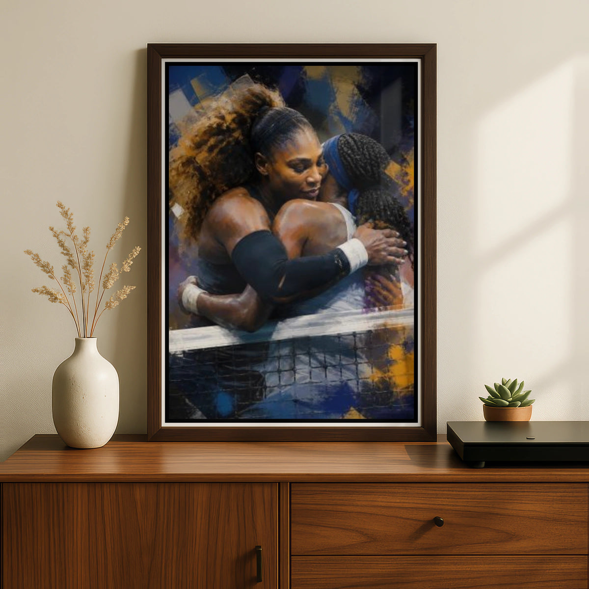 Tennis Wall Art Poster, US Open Winners Print, Sports Decor, Blue Gold Art
