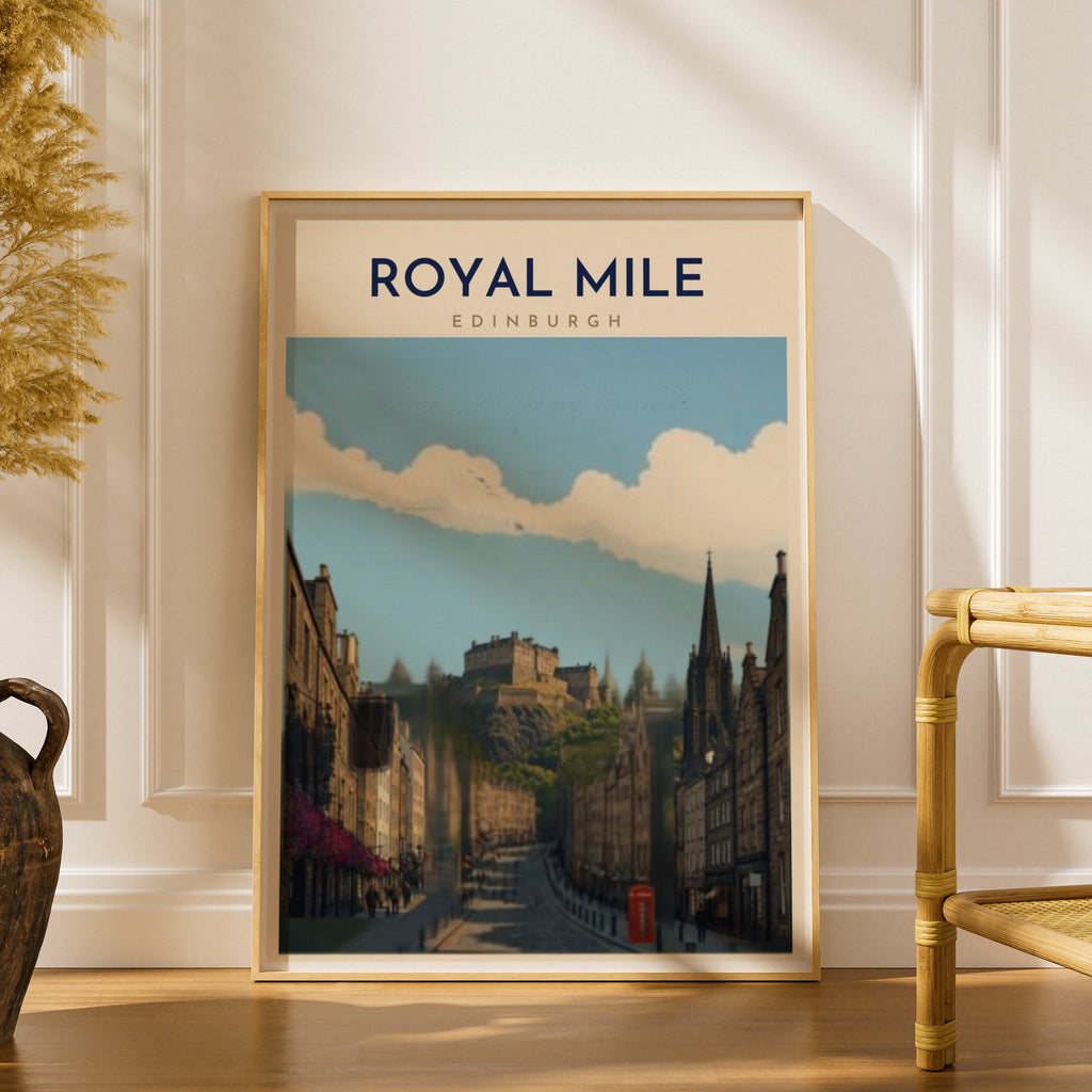 Travel Print | Royal Mile Edinburgh Poster, Scotland Print, Old Town Wall Art, Castle View