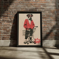 Cool Dog Shopping Trolley Street Art Poster, Graffiti Stencil Wall Art Print