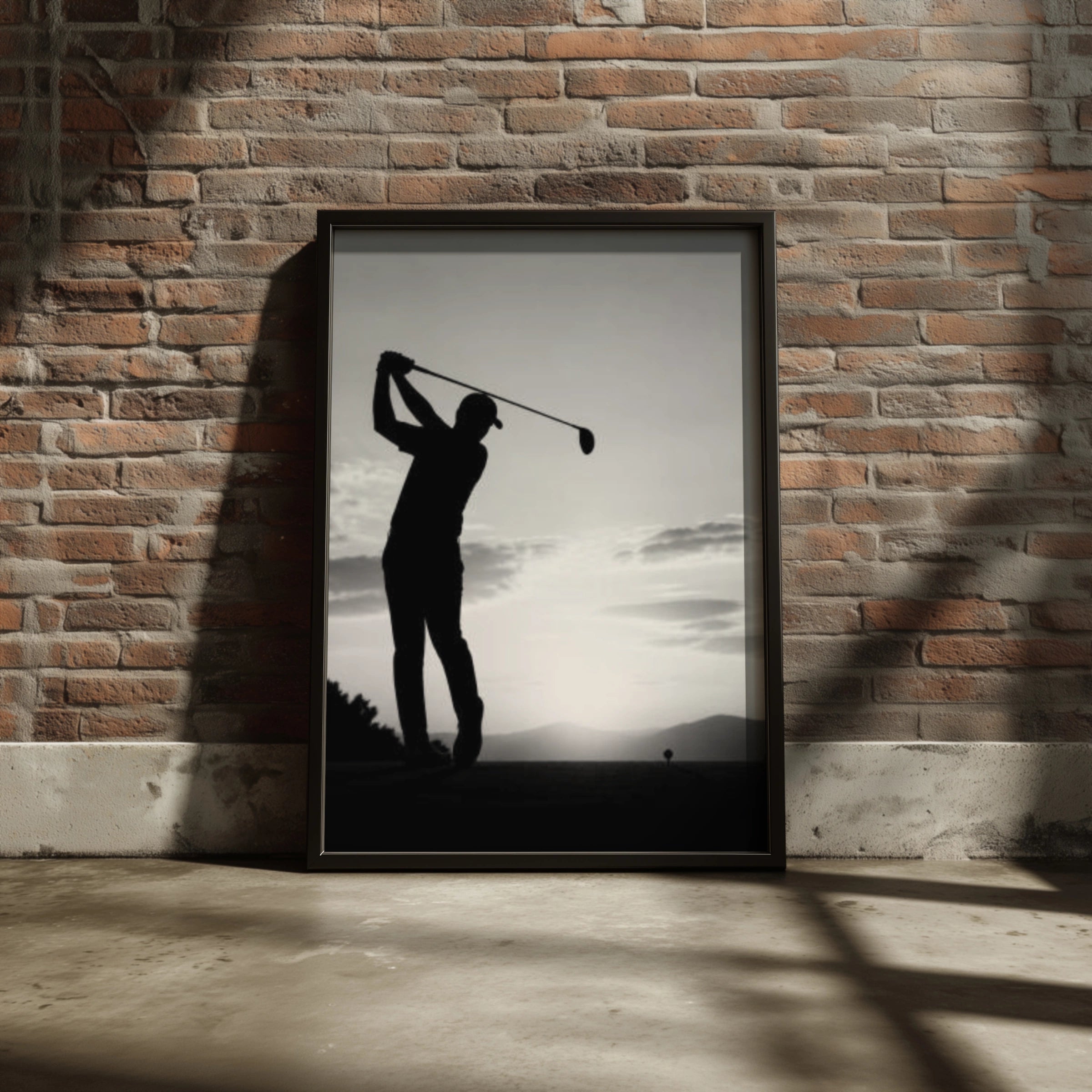 Golf Swing Silhouette Poster, Black and White Golf Wall Art, Golfer Print, Sports Decor
