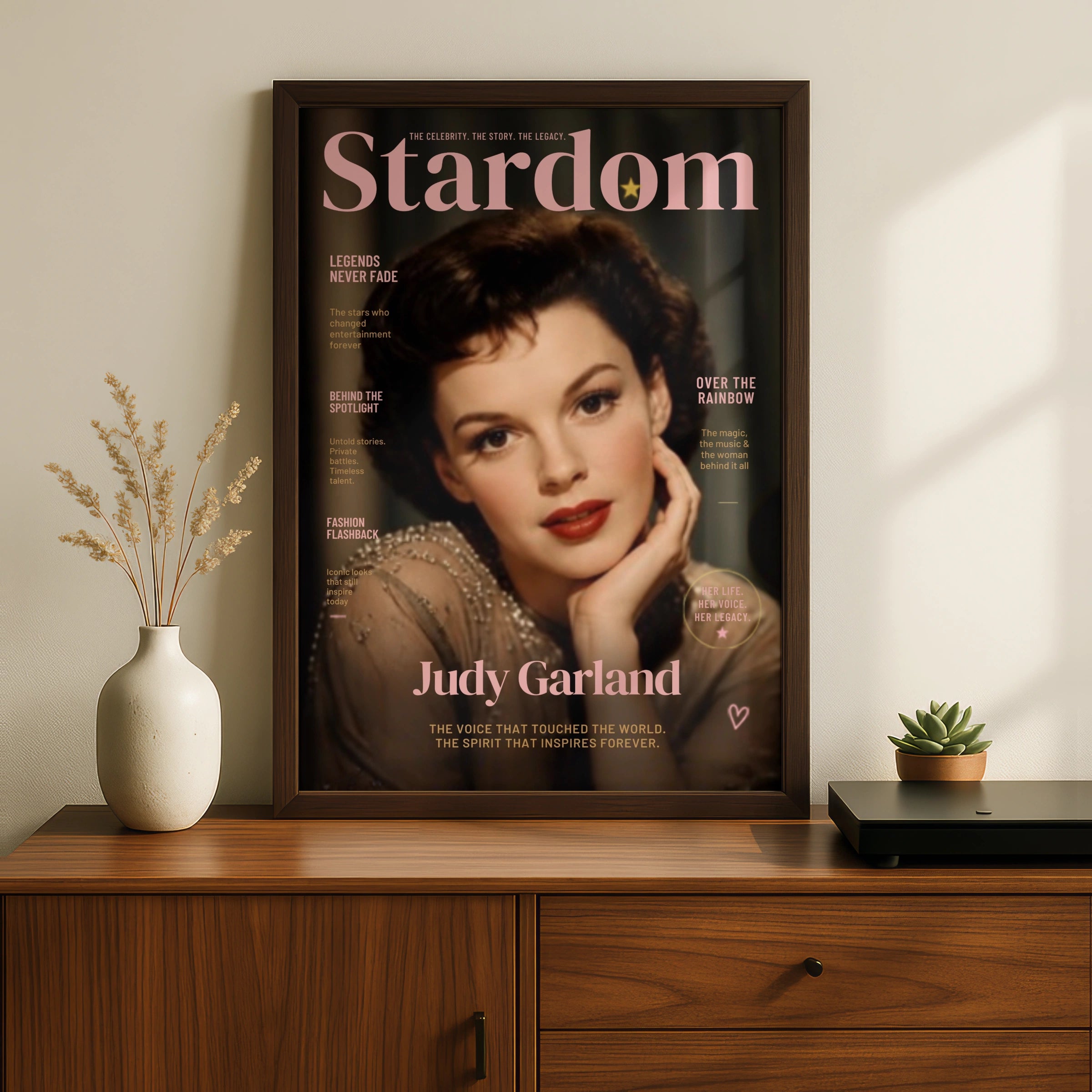 Judy Garland Magazine Cover Poster, Vintage Hollywood Icon Wall Art Print