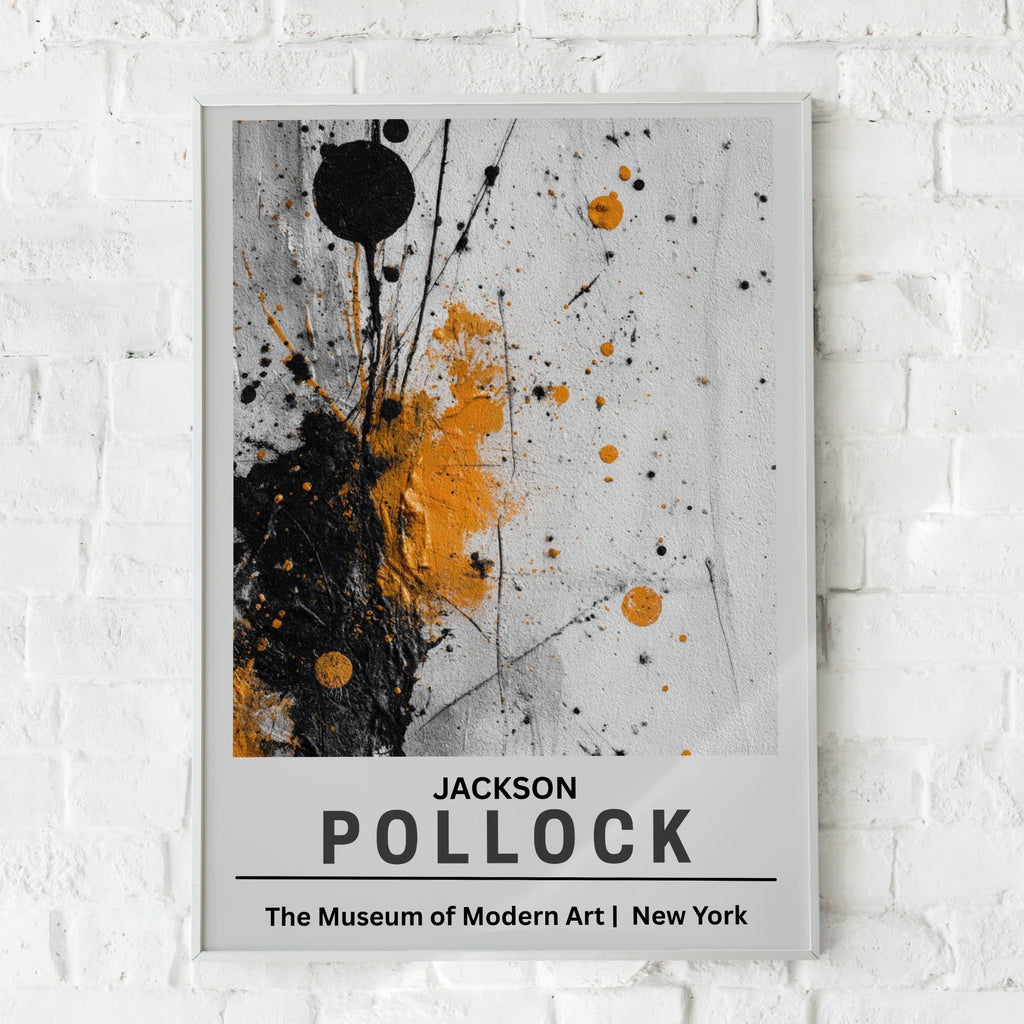 Jackson Pollock Abstract Expressionist Poster, MoMA Wall Art, Black Orange Print
