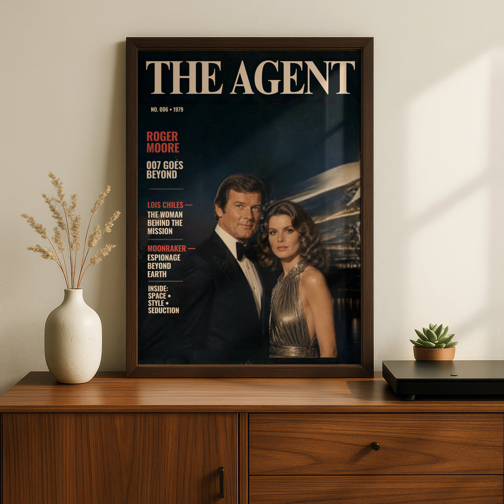 Spy Agent 006 Retro Magazine Cover Poster, 1970s Espionage Wall Art, James Bond Style Print