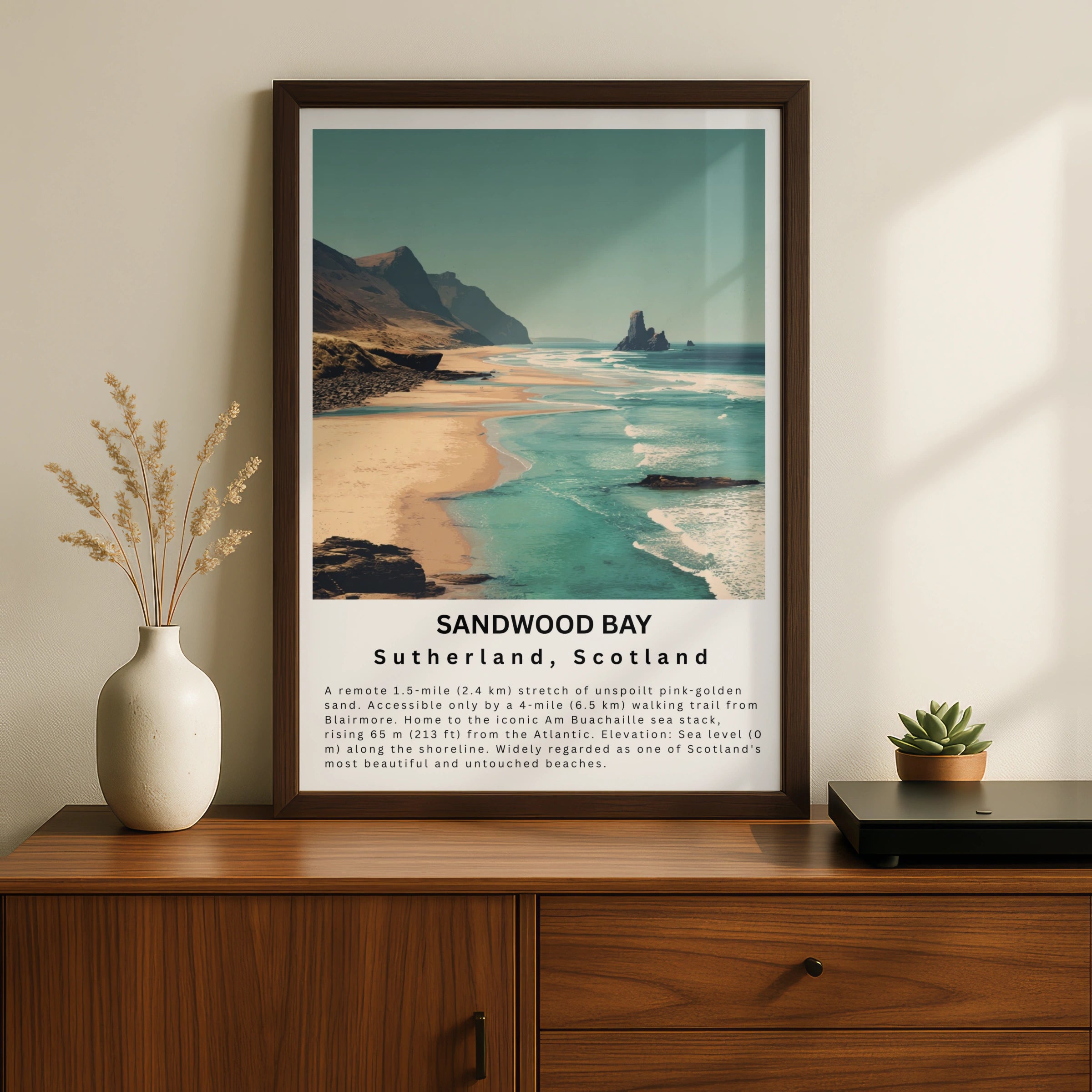 Sandwood Bay Poster, Sutherland Scotland Wall Art, NC500 Coast Print, Scottish Beach