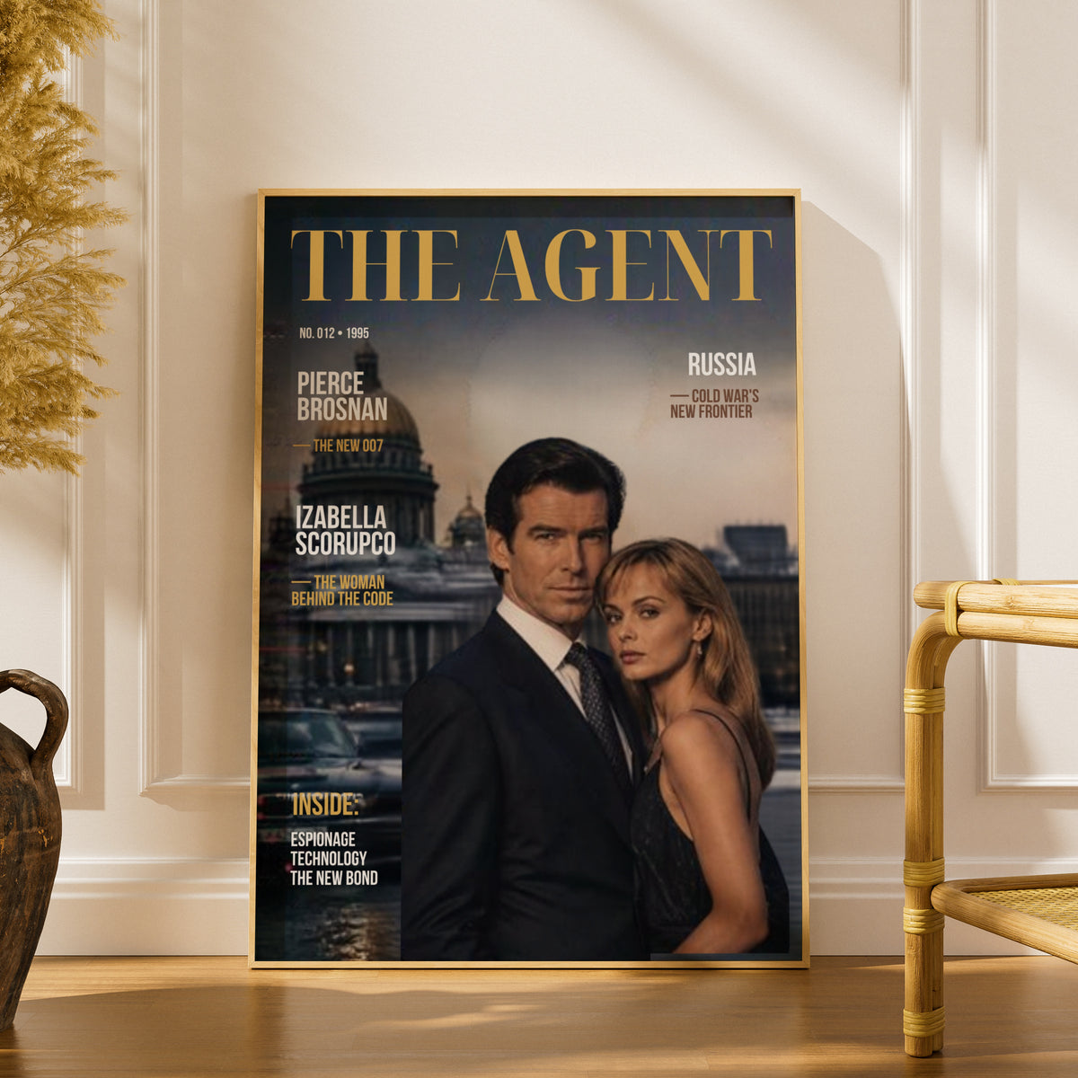 Spy Agent Magazine Cover (012) Art Print, 007 Style Espionage Poster, Cold War Wall Art, 1990s