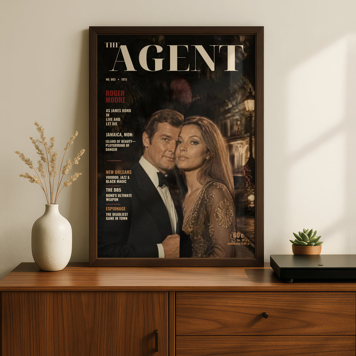 Vintage Spy Magazine Cover Poster, 1970s Secret Agent Retro Film Wall Art Print
