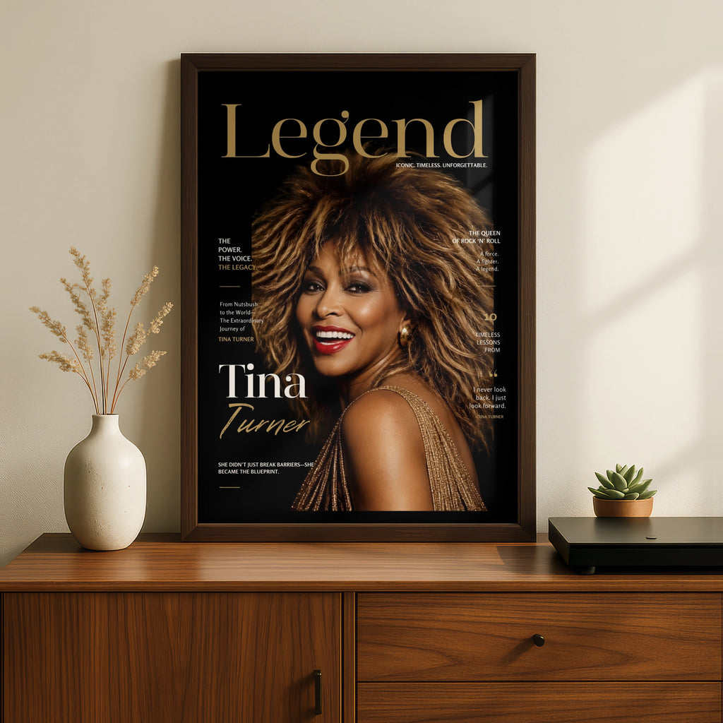 Tina Turner Legend Magazine Cover Poster, Queen of Rock Wall Art Print