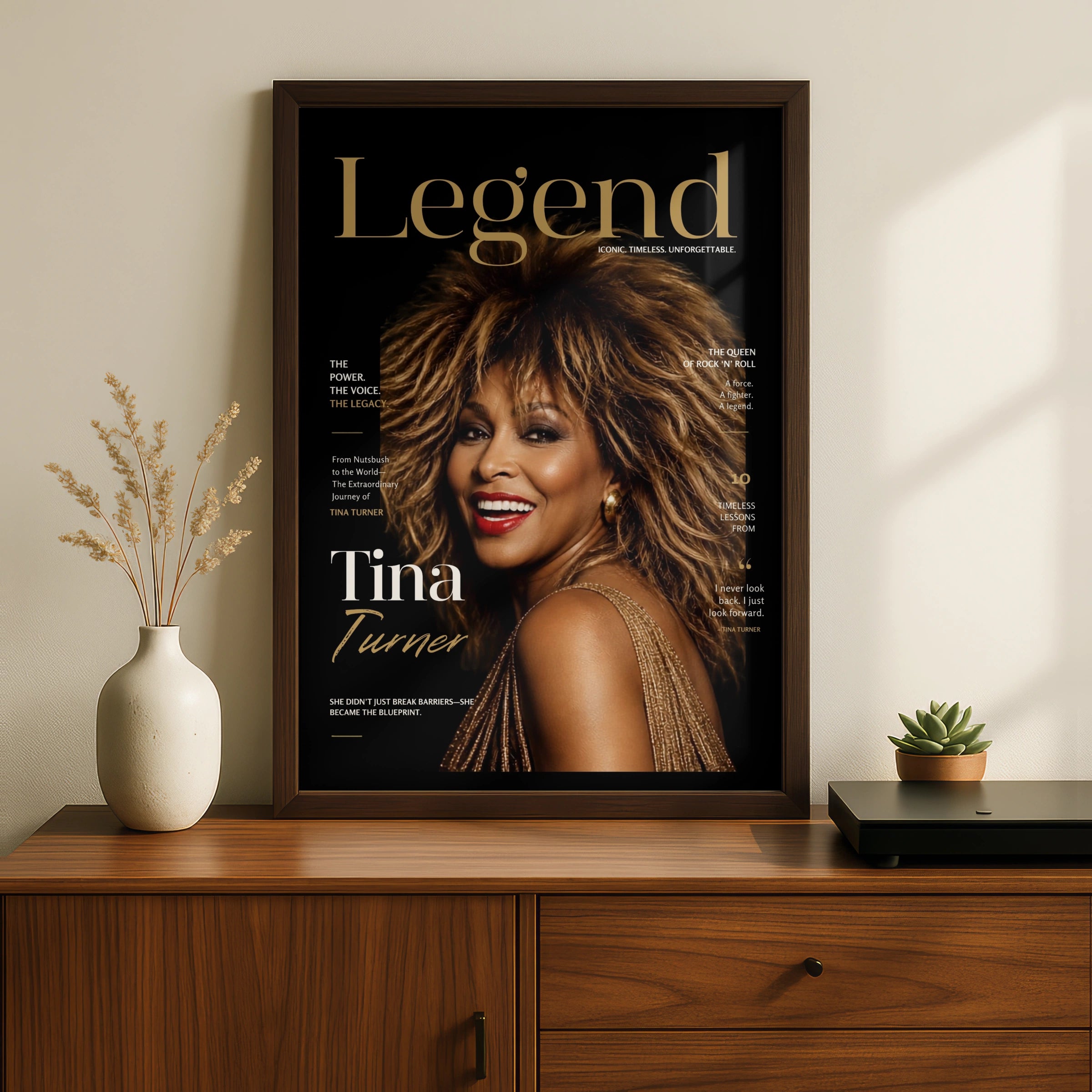 Tina Turner Legend Magazine Cover Poster, Queen of Rock Wall Art Print