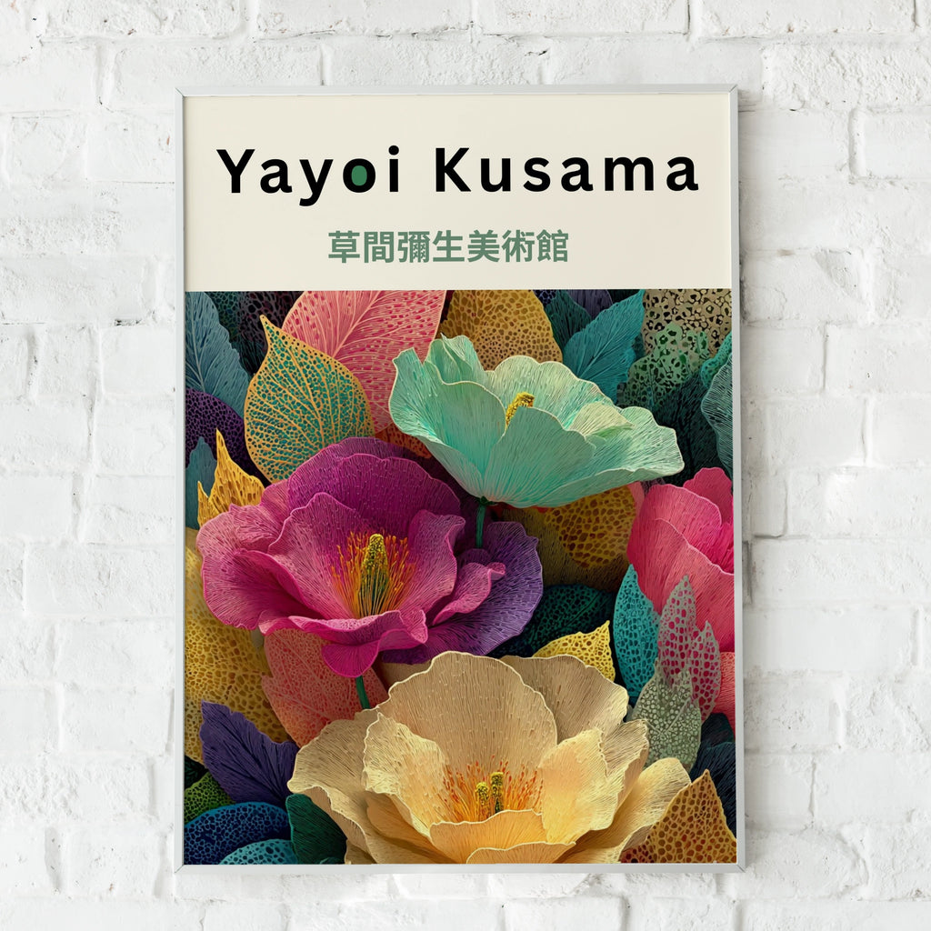Yayoi Kusama Flower Poster, Colourful Botanical Wall Art, Japanese Museum Print