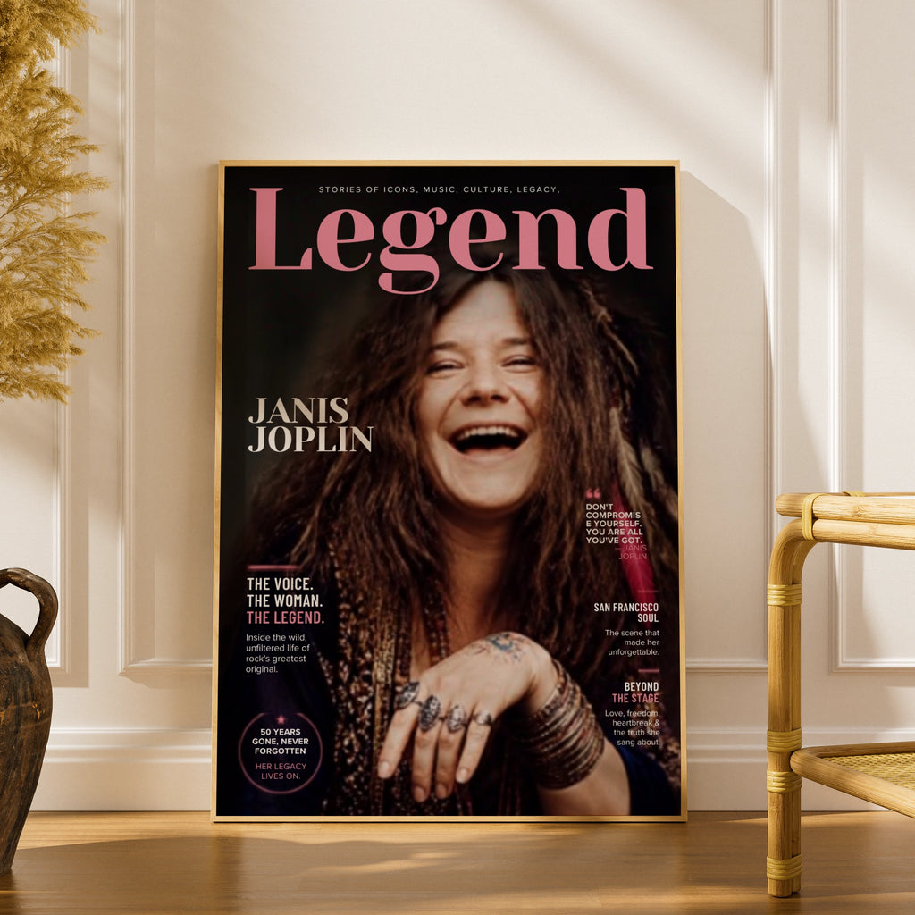 Janis Joplin Legend Magazine Style Poster, Rock Music Icon Wall Art Print