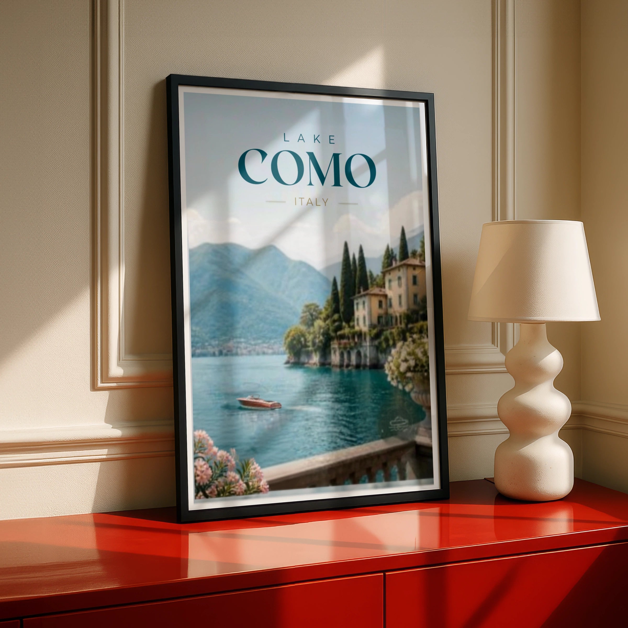 Travel Print | Lake Como Italy Poster, Italian Lake Wall Art, Vintage Style Print, Holiday Gift