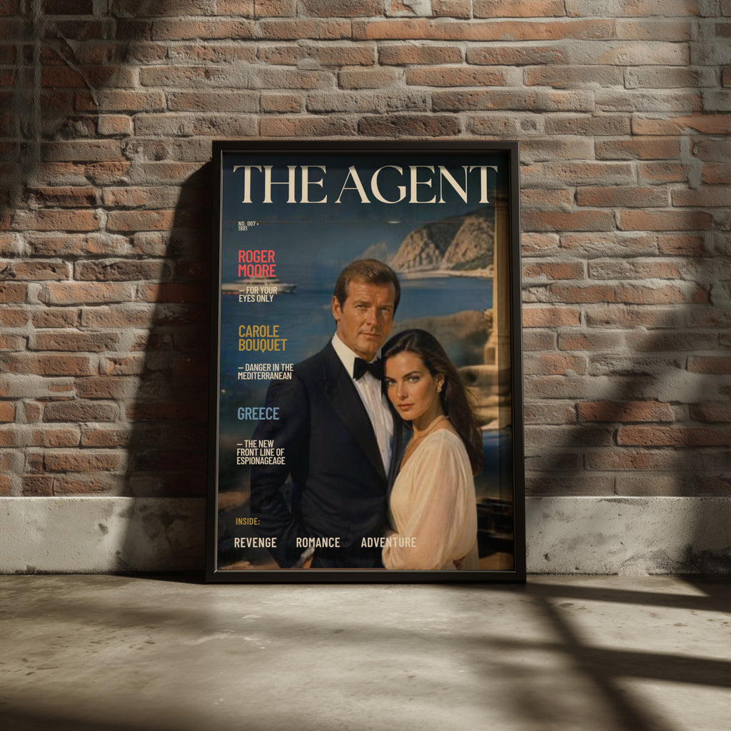 Secret Agent 007 Magazine Cover Art Print, Spy Retro Poster, 1980s Espionage Wall Art