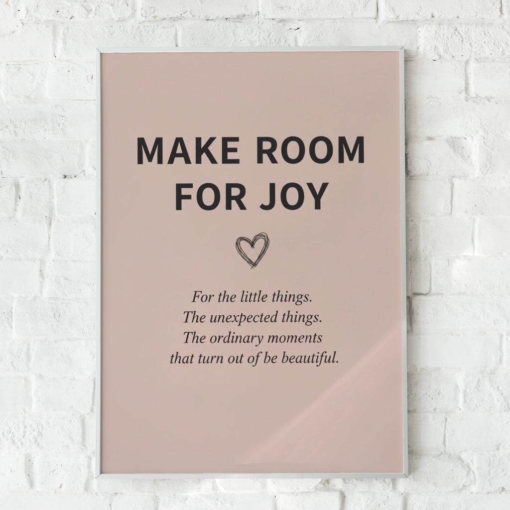 Make Room For Joy Quote Print, Blush Pink Inspirational Wall Art, Minimalist Poster