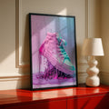 Pastel Sneaker Art Print, Pink Trainers Paint Splash Poster, Streetwear Wall Decor