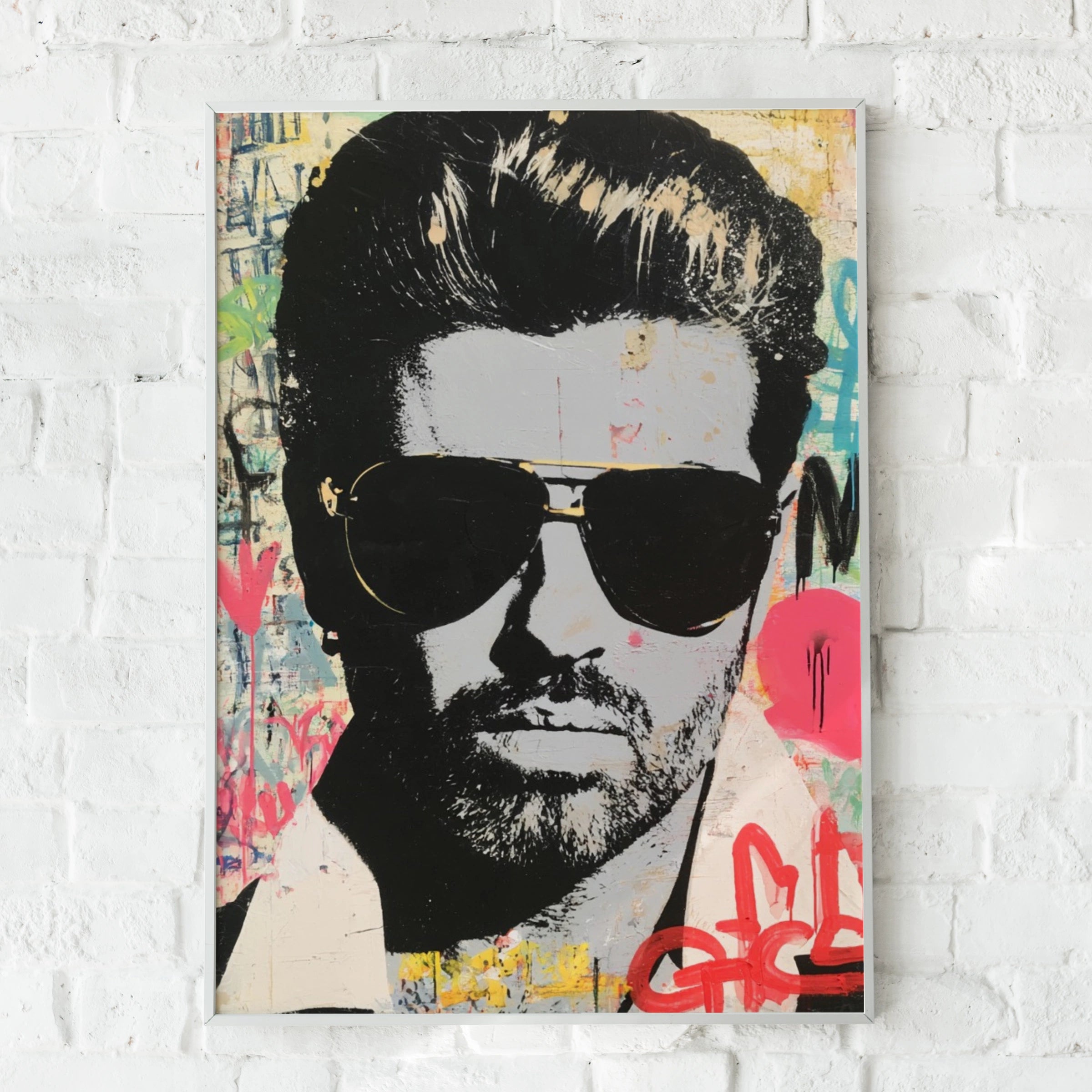 George Michael Graffiti Street Art Poster, Pop Art Music Icon Wall Print
