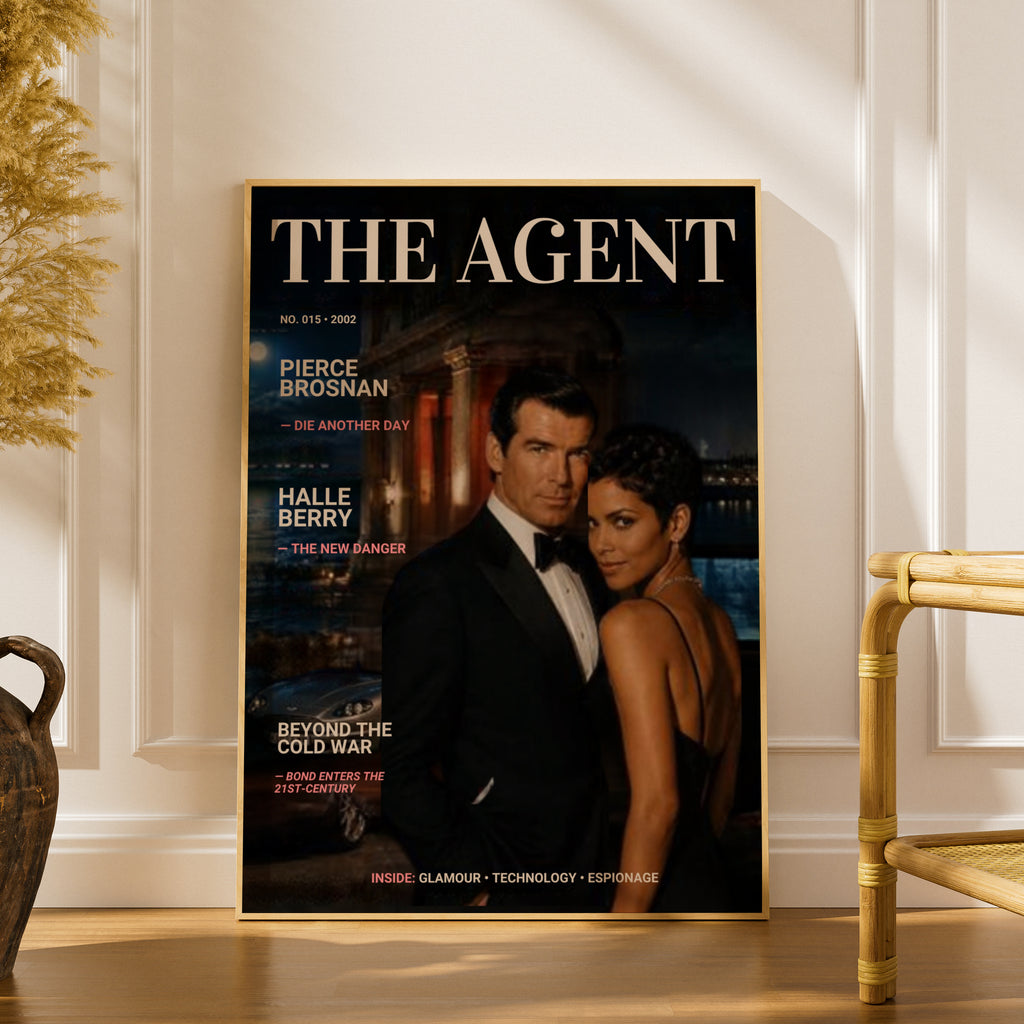 Spy Agent Magazine Cover Poster, Secret Agent Art Print, Espionage Wall Art, Retro Film Print