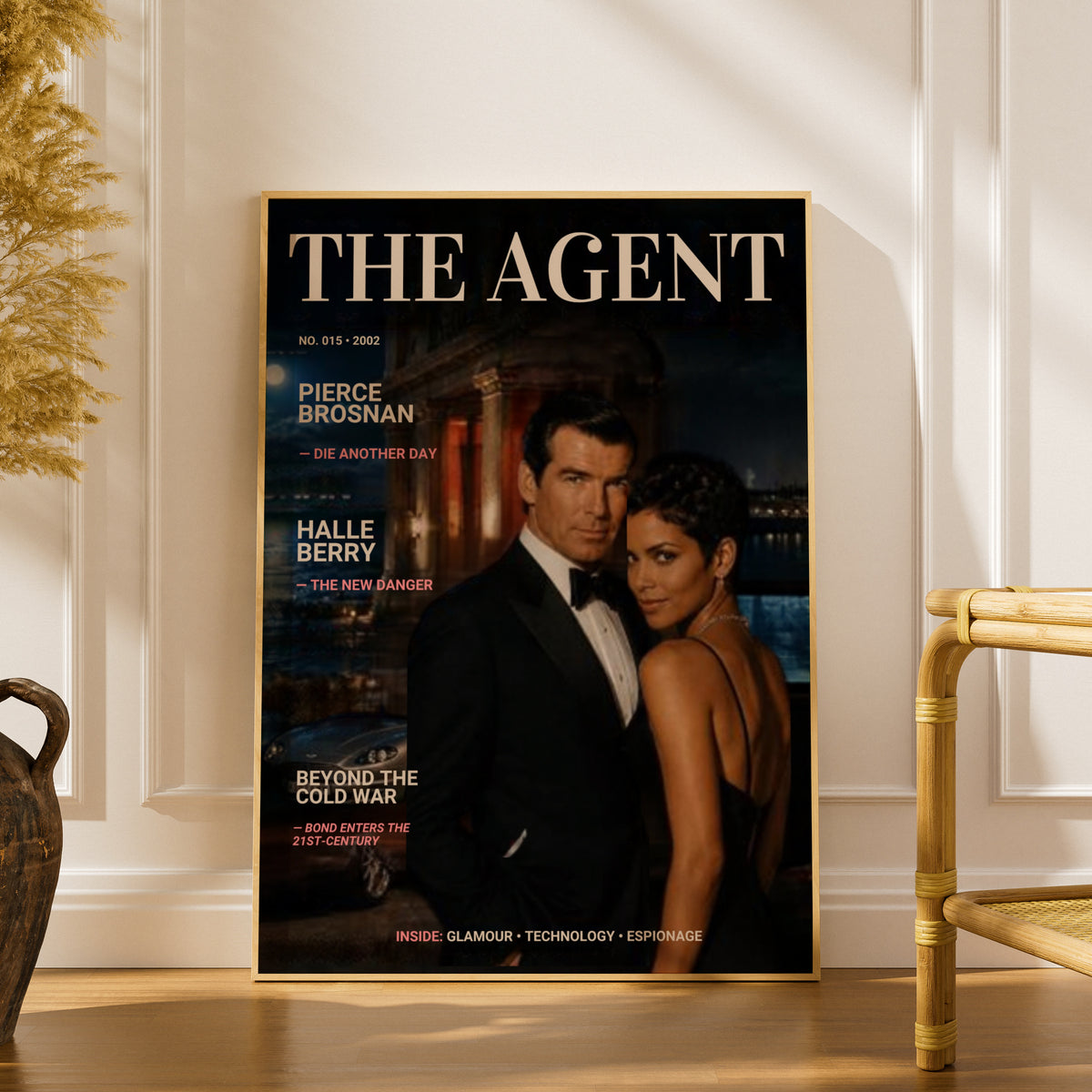 Spy Agent Magazine Cover Poster, Secret Agent Art Print, Espionage Wall Art, Retro Film Print