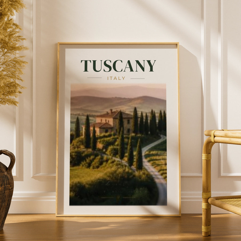 Travel Print | Tuscany Italy Poster, Italian Countryside Wall Art, Cypress Trees Print