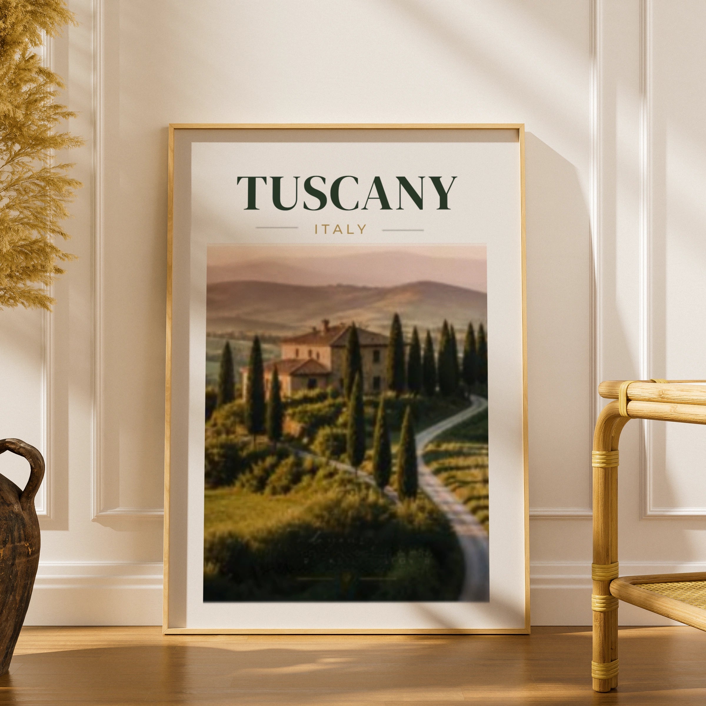 Travel Print | Tuscany Italy Poster, Italian Countryside Wall Art, Cypress Trees Print