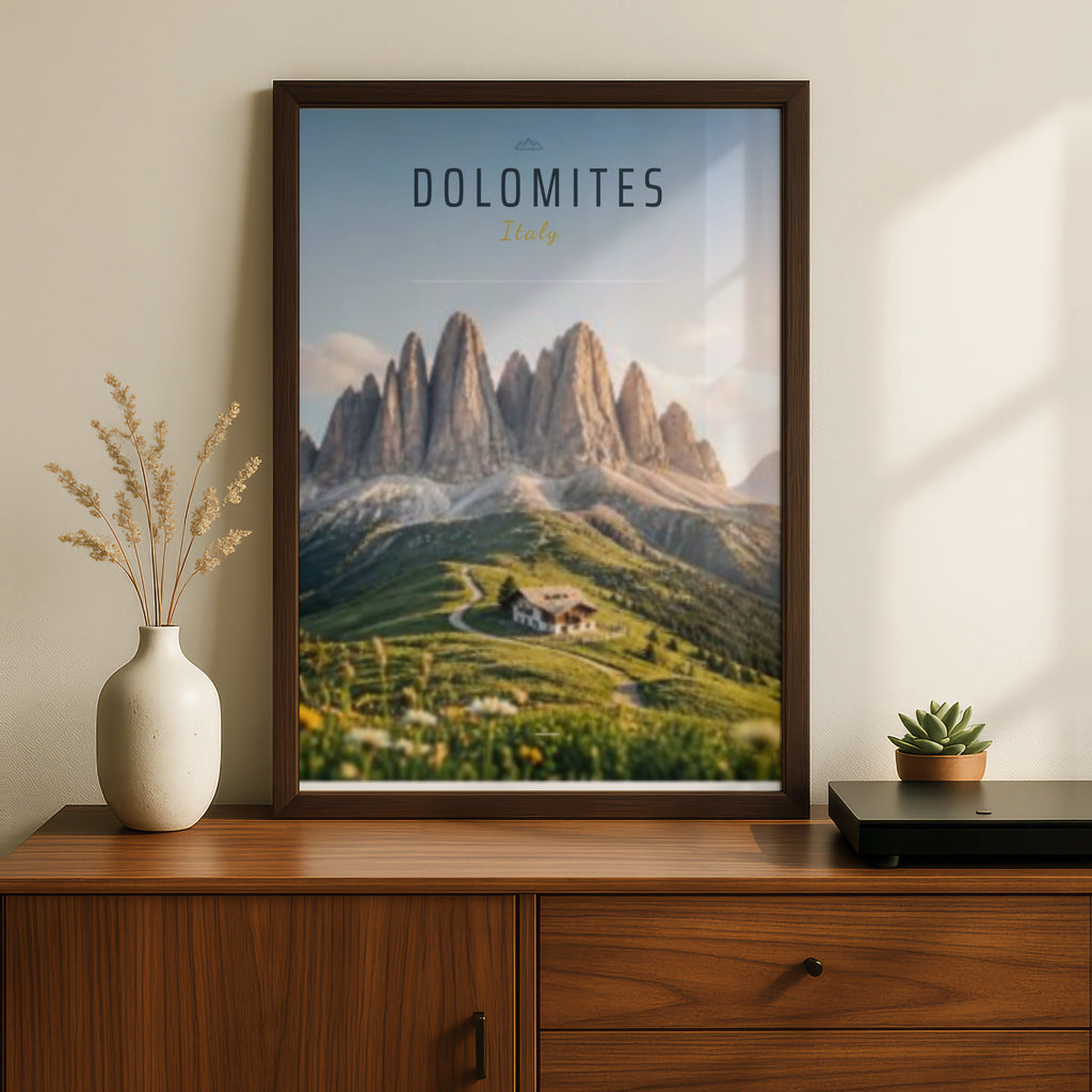 Travel Print | Dolomites Italy Poster, Alpine Mountain Wall Art, Italian Landscape Print
