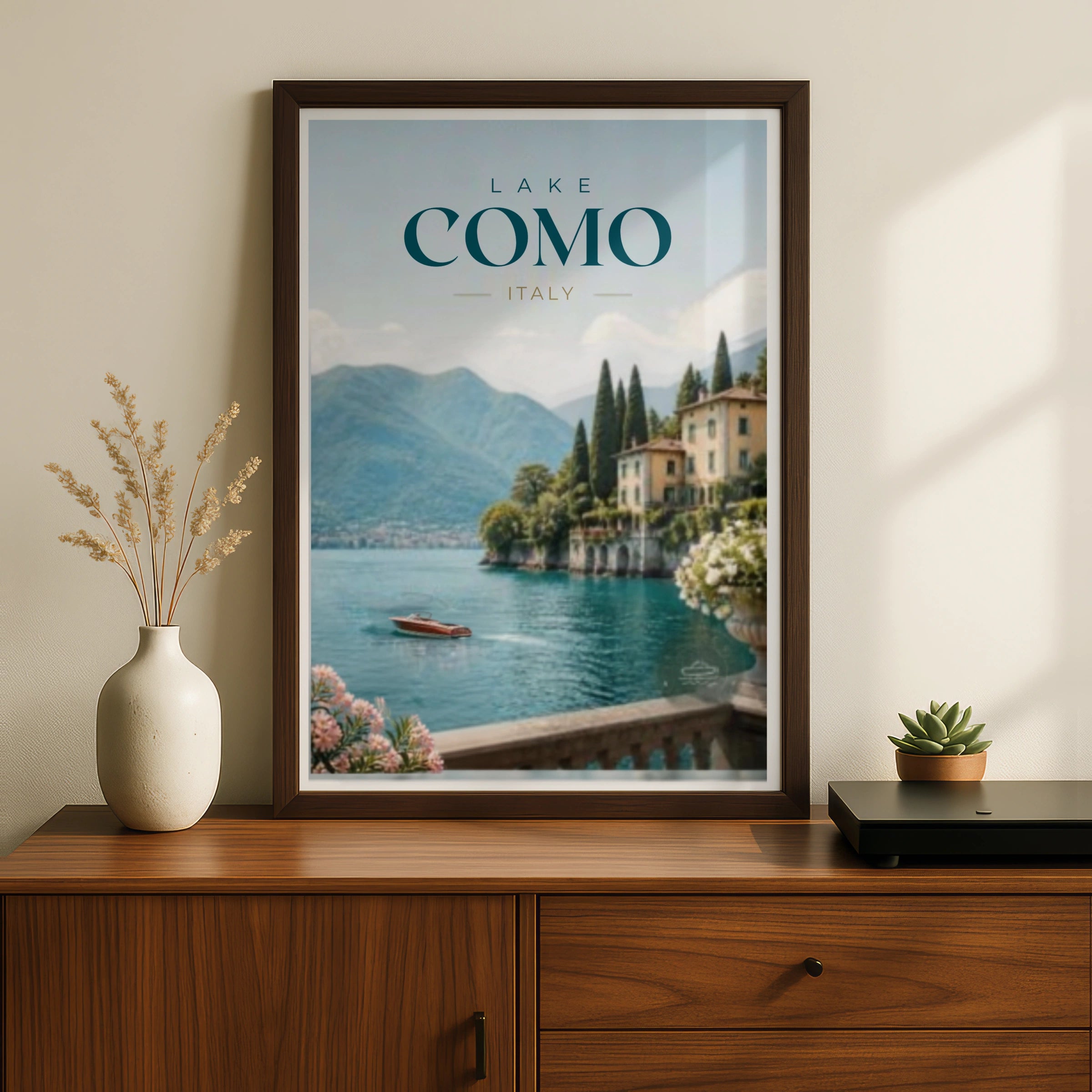 Travel Print | Lake Como Italy Poster, Italian Lake Wall Art, Vintage Style Print, Holiday Gift