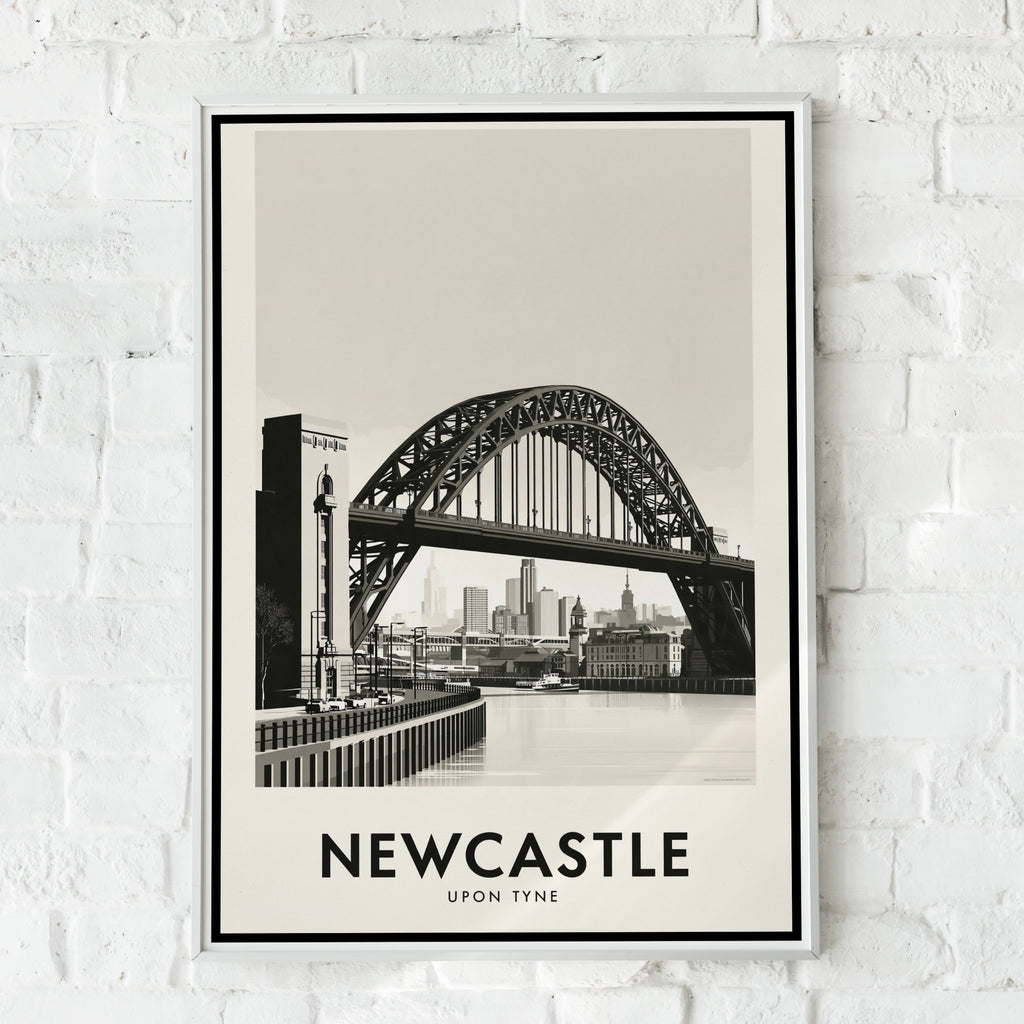 Newcastle Upon Tyne Poster, Tyne Bridge Travel Print, Minimalist City Wall Art