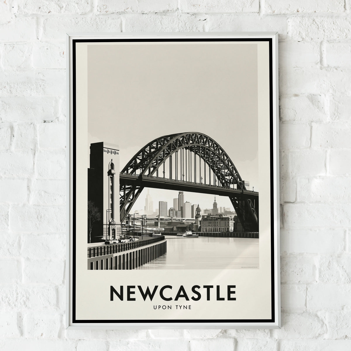 Newcastle Upon Tyne Poster, Tyne Bridge Travel Print, Minimalist City Wall Art