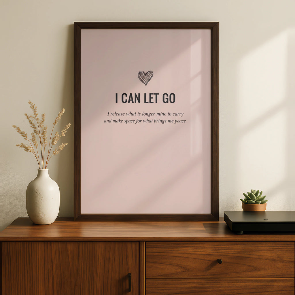 I Can Let Go Affirmation Poster, Blush Pink Mindfulness Wall Art, Mental Health Print