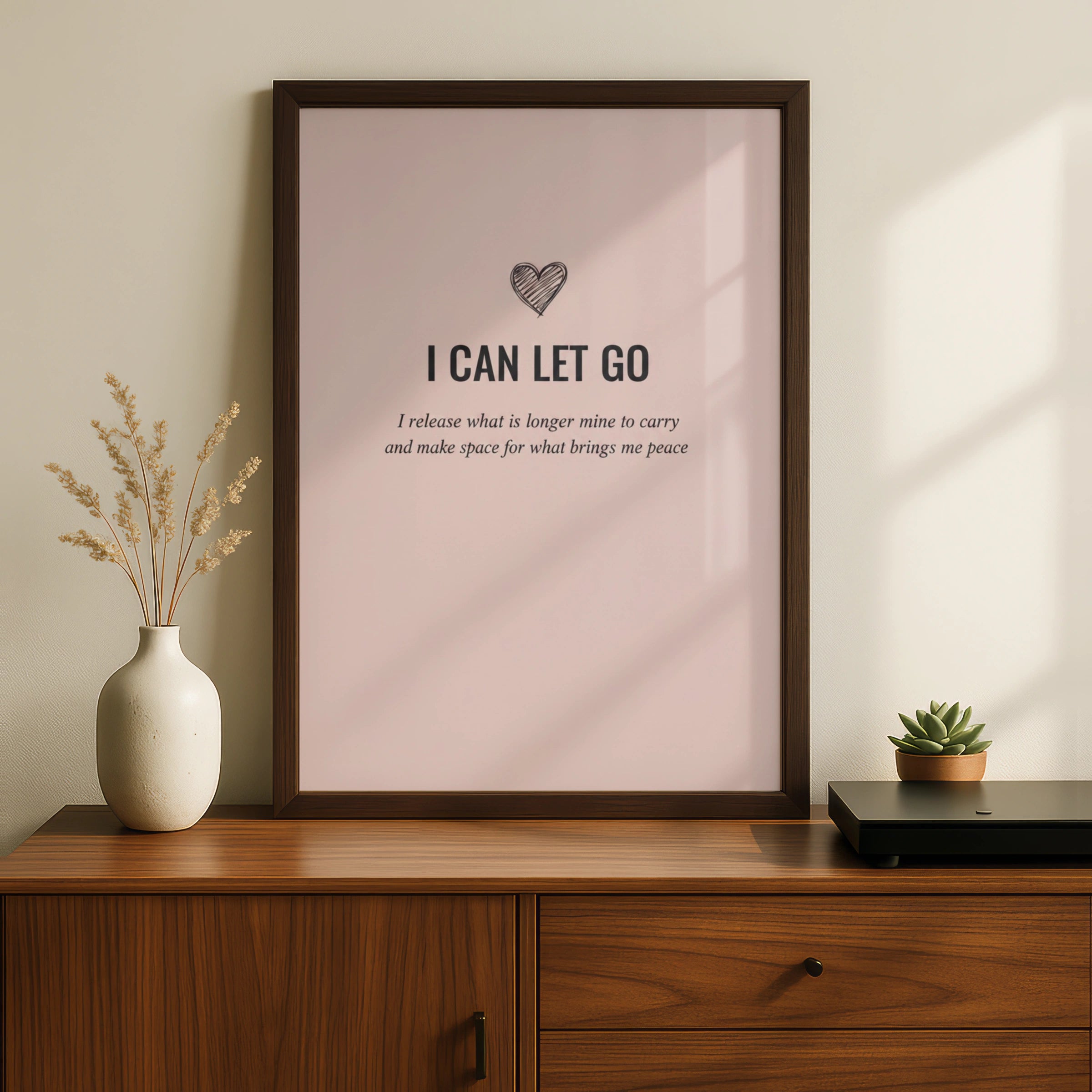 I Can Let Go Affirmation Poster, Blush Pink Mindfulness Wall Art, Mental Health Print