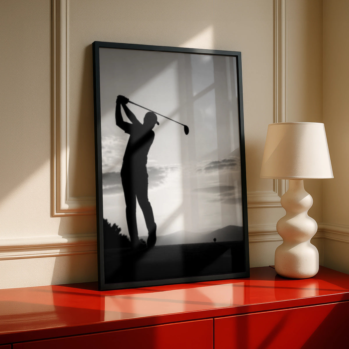 Golf Swing Silhouette Poster, Black and White Golf Wall Art, Golfer Print, Sports Decor