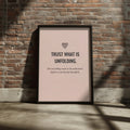 Trust What Is Unfolding Blush Pink Quote Poster, Minimalist Inspirational Wall Art Print
