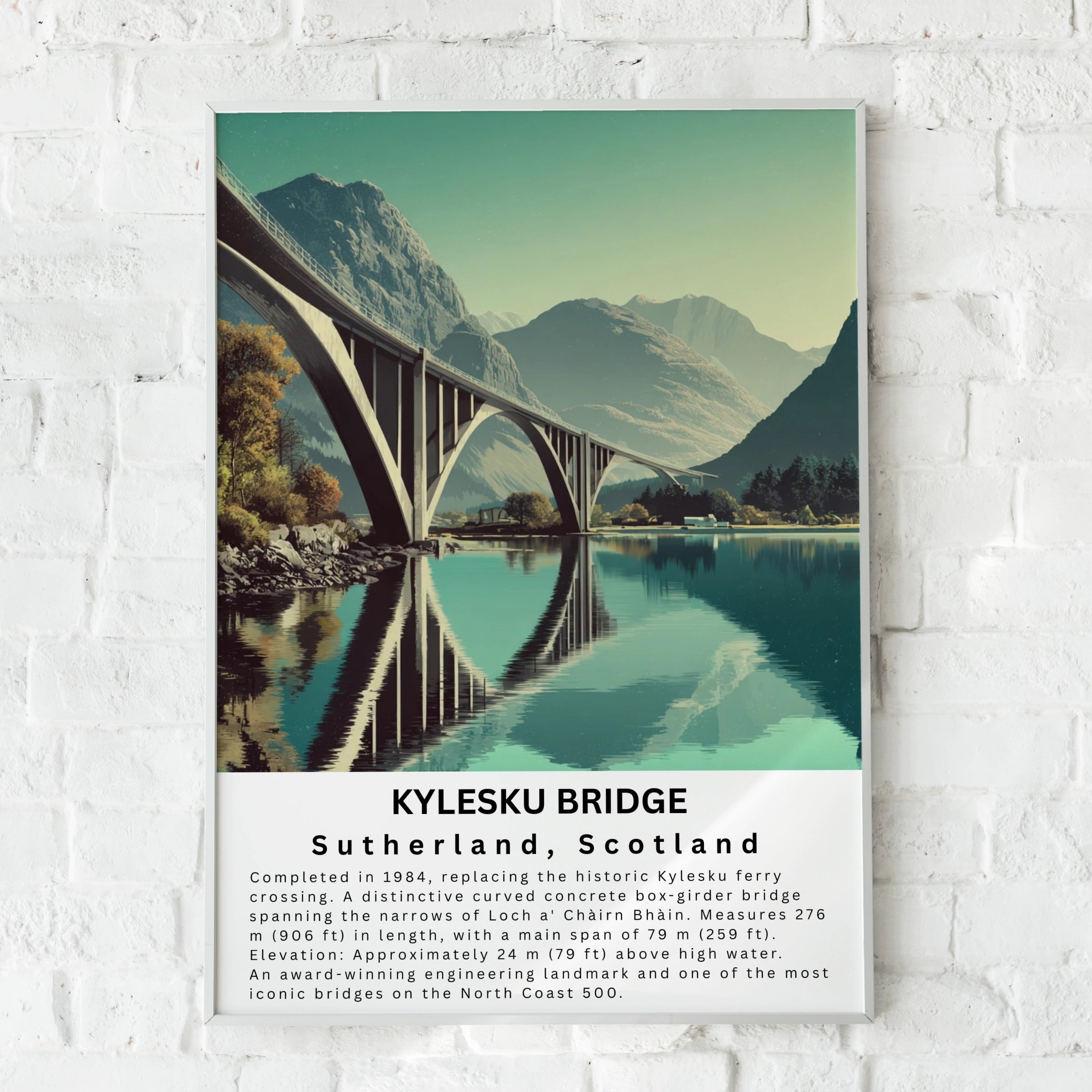 Kylesku Bridge Poster, NC500 Scotland Wall Art, Sutherland Highland Print