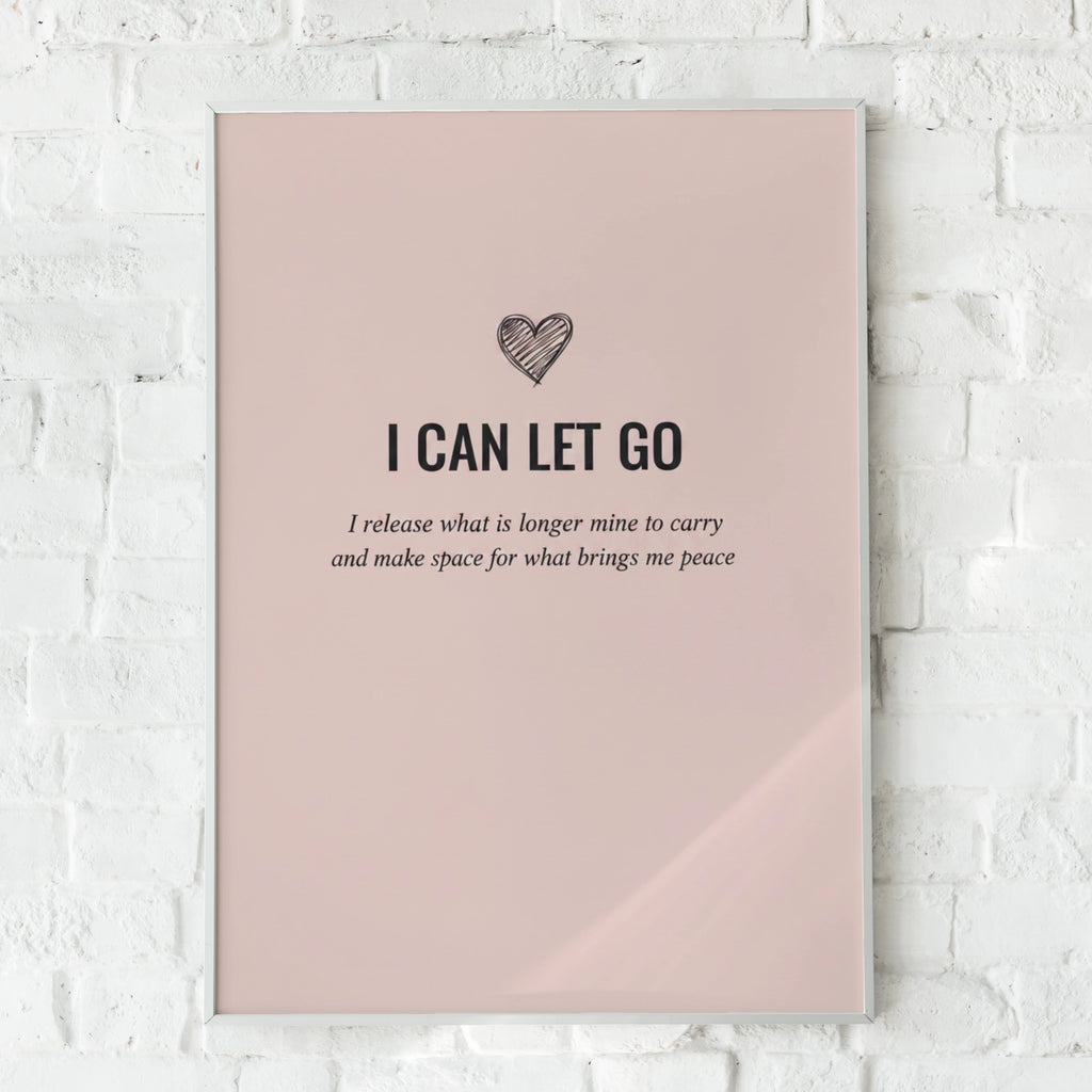 I Can Let Go Affirmation Poster, Blush Pink Mindfulness Wall Art, Mental Health Print