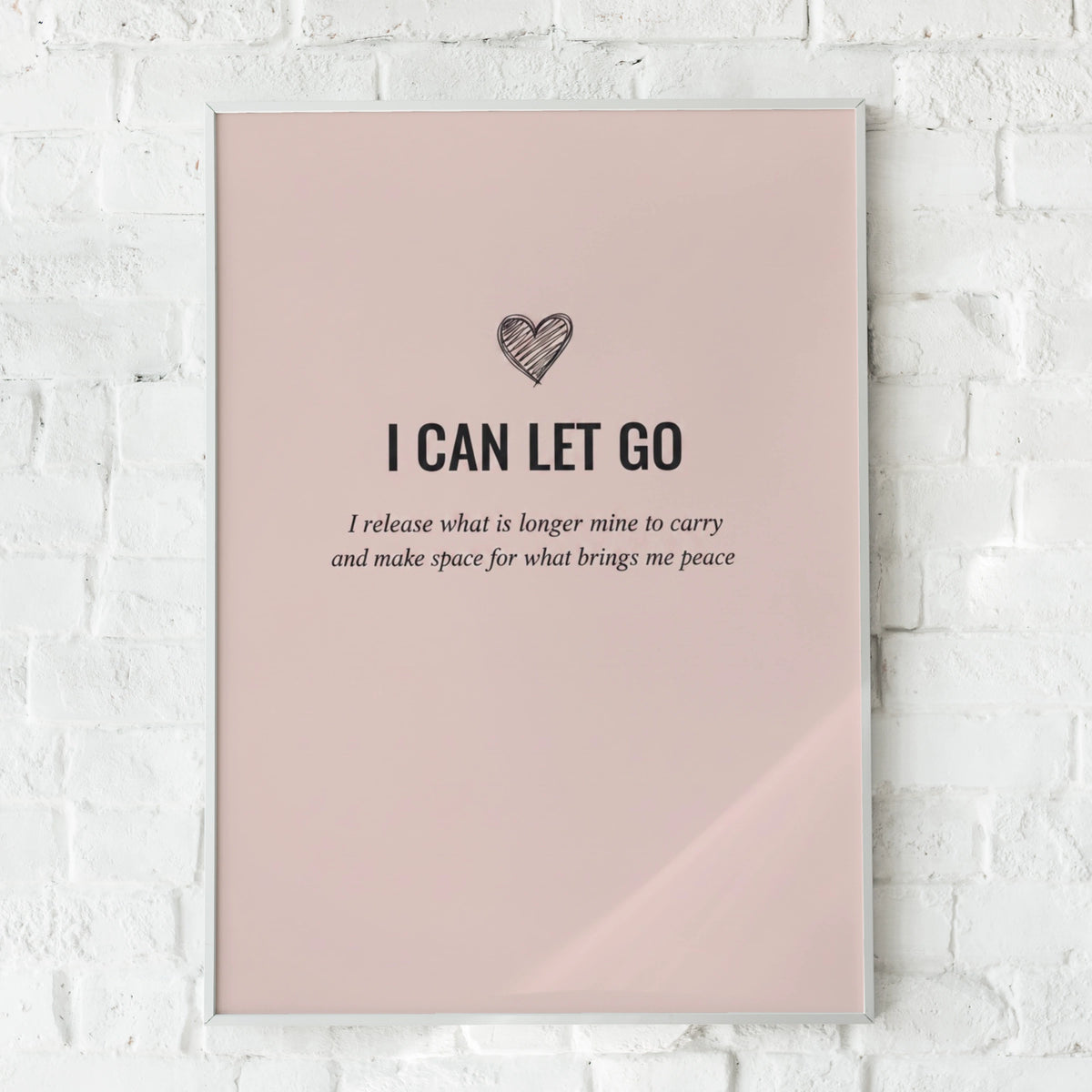 I Can Let Go Affirmation Poster, Blush Pink Mindfulness Wall Art, Mental Health Print