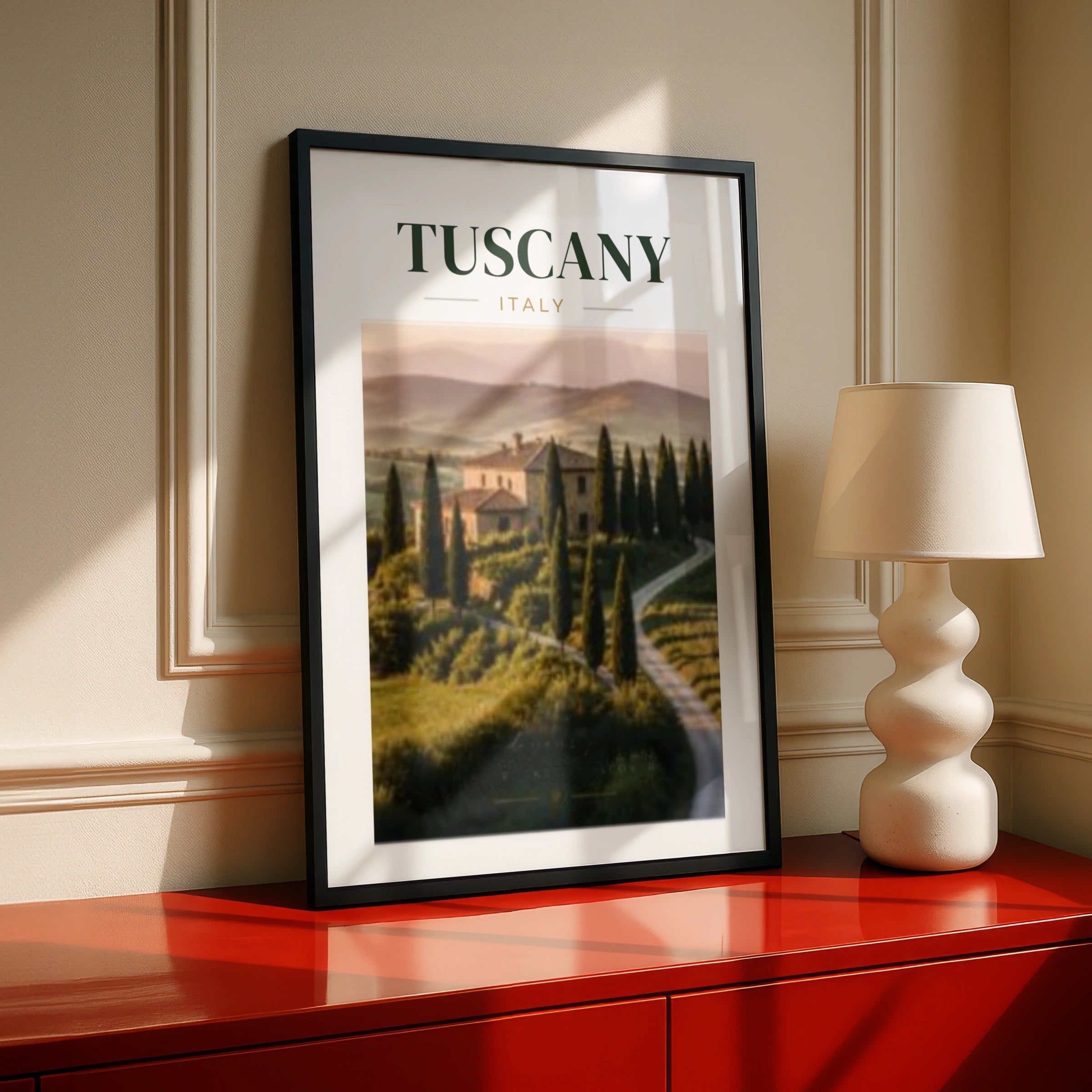 Travel Print | Tuscany Italy Poster, Italian Countryside Wall Art, Cypress Trees Print