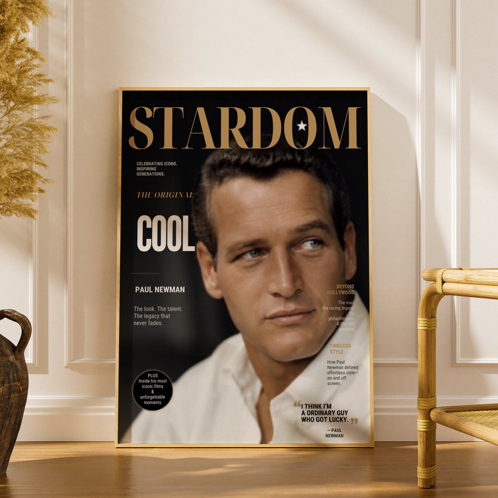 Paul Newman Magazine Cover Poster, Classic Hollywood Actor, Retro Movie Star Wall Art Print